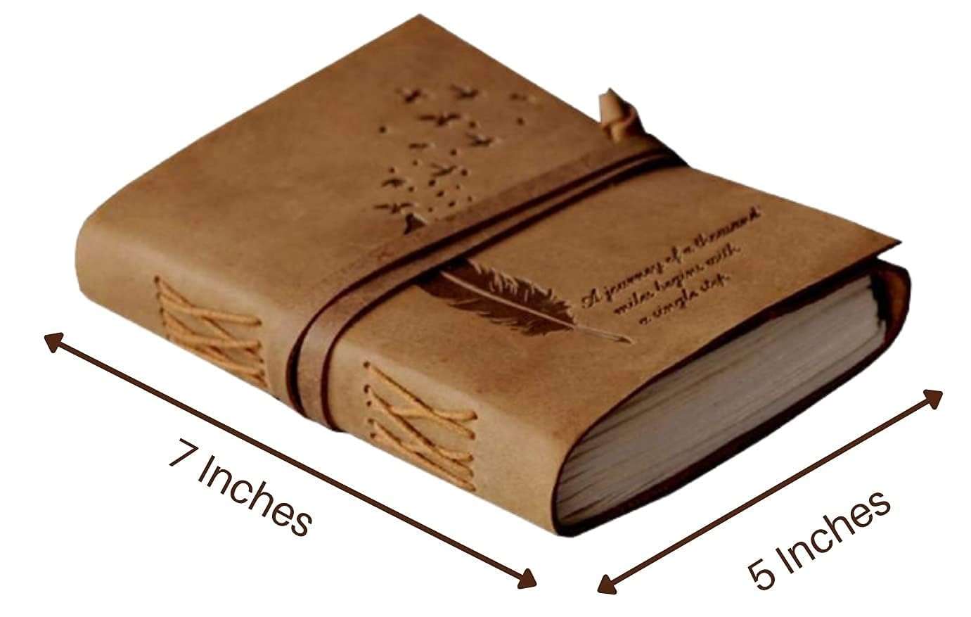 Brown Feather Quote Handmade Leather Diary & Journal