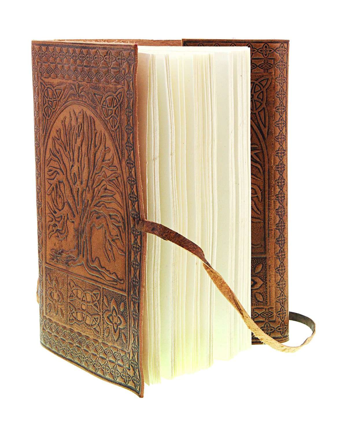 Brown Embossed Wrap Handmade Leather Diary & Journal