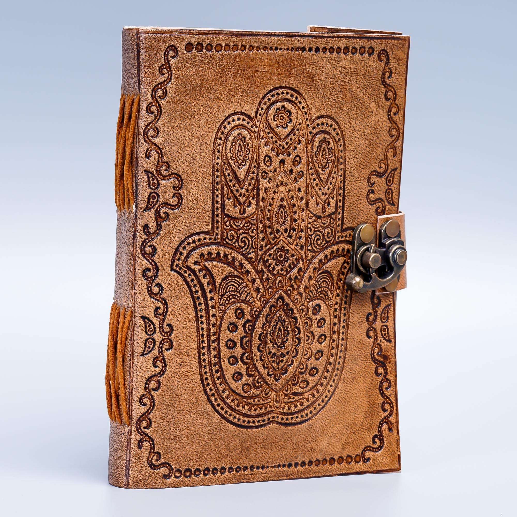Tan Hamsa Hand Handmade Leather Diary & Journal