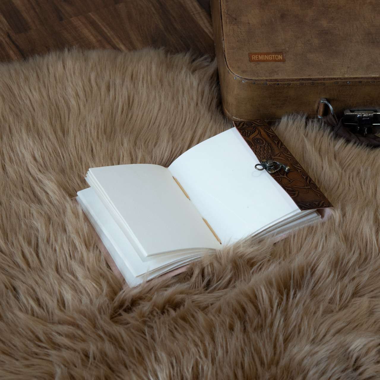 Tan Embossed Vintage Handmade Leather Diary & Journal