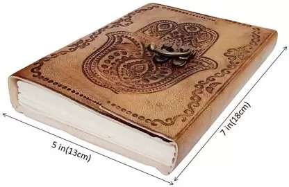 Tan Hamsa Hand Handmade Leather Diary & Journal
