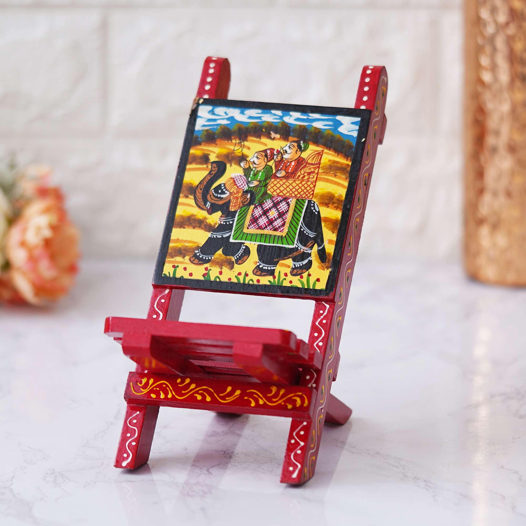 Handcrafted Wooden Mobile Stand Chair: Functional and Stylish Desk Accessory” - Image 3
