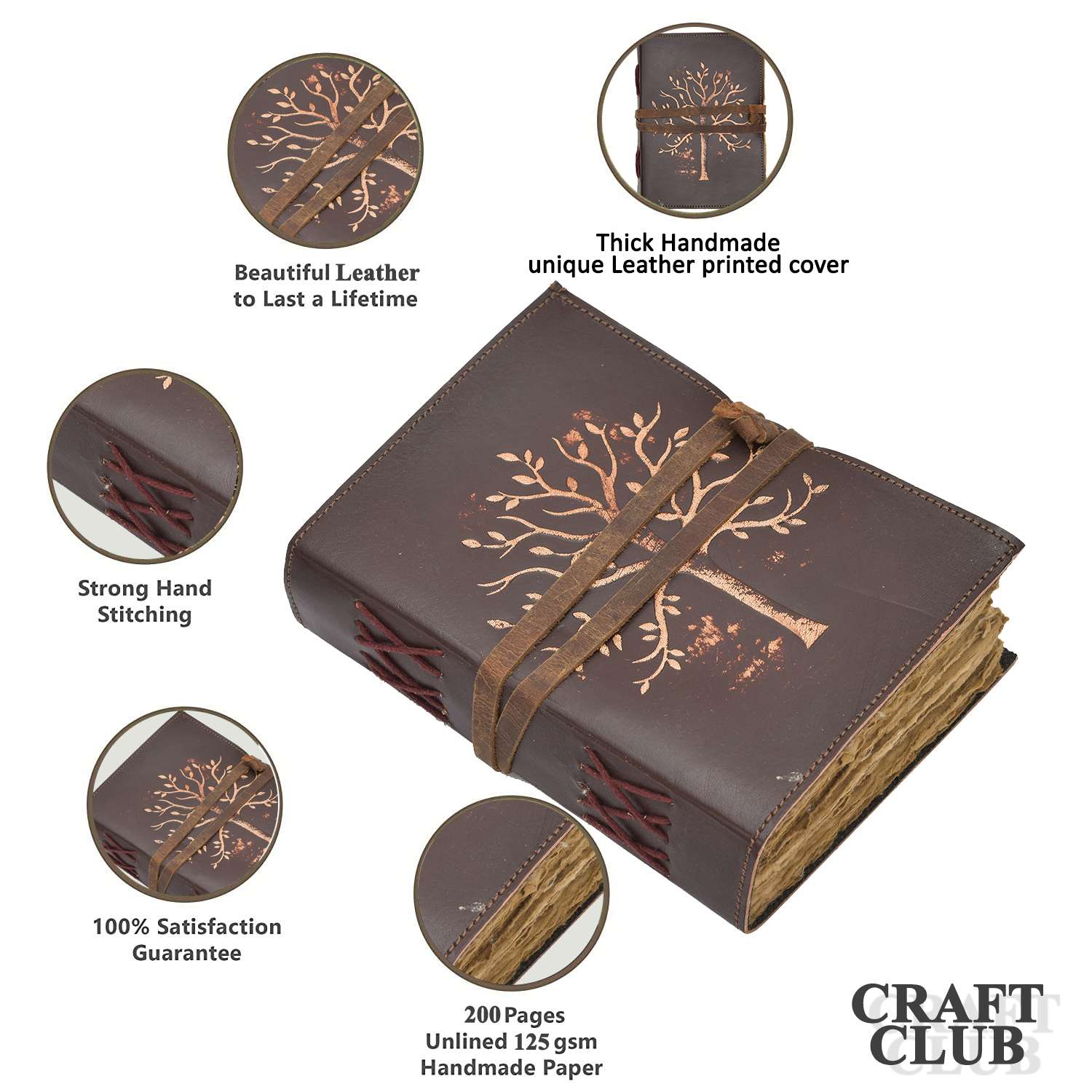 Brown Tree of Life Strap Handmade Leather Diary & Journal