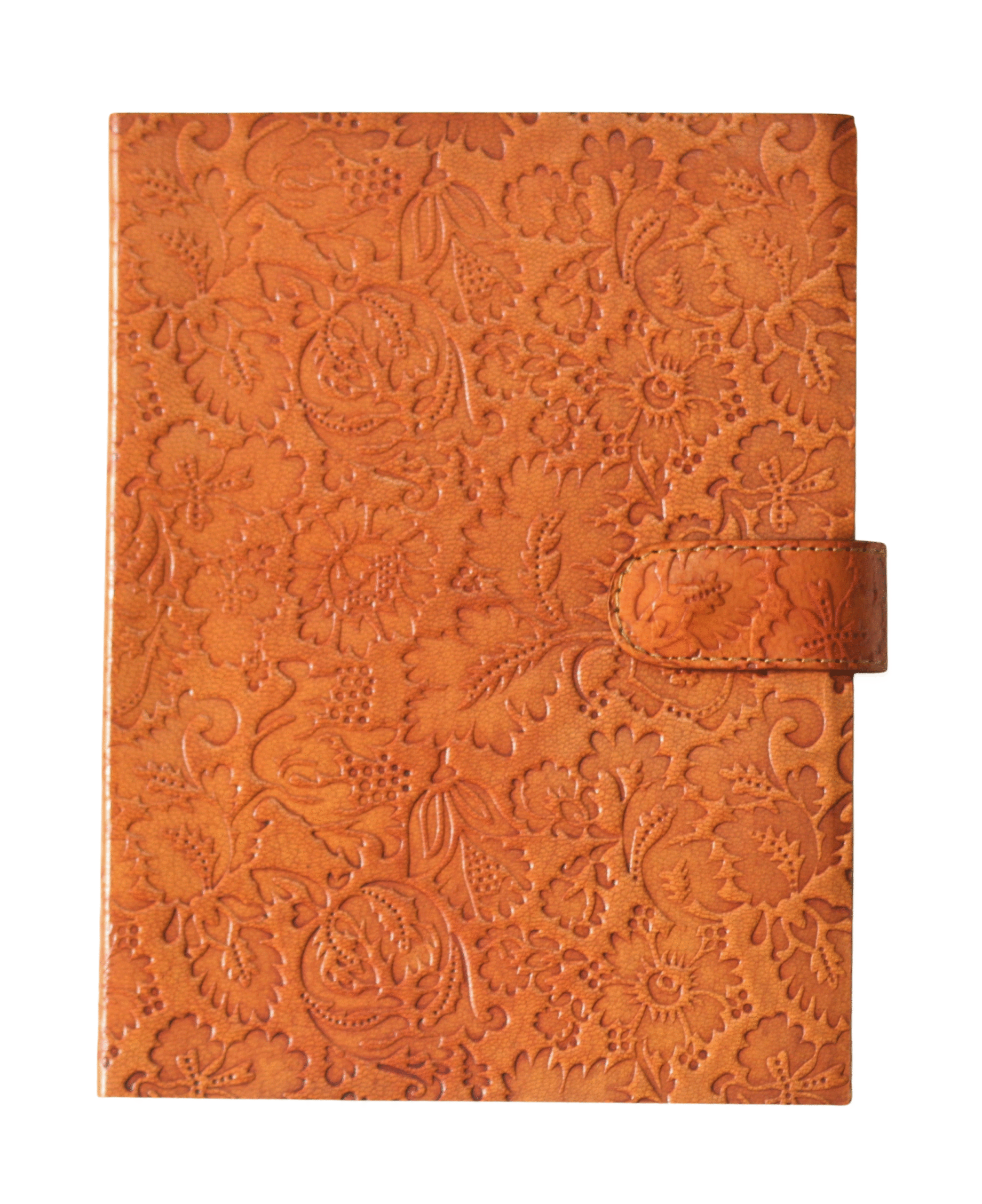 Orange Floral Embossed Handmade Leather Diary & Journal