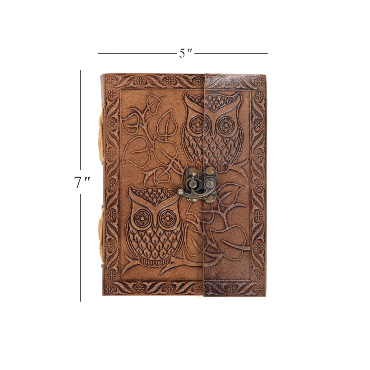 Brown Embossed Vintage Lock Handmade Leather Diary & Journal