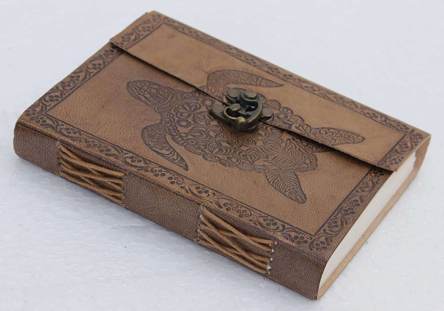 Grey Embossed Turtle Handmade Leather Diary & Journal
