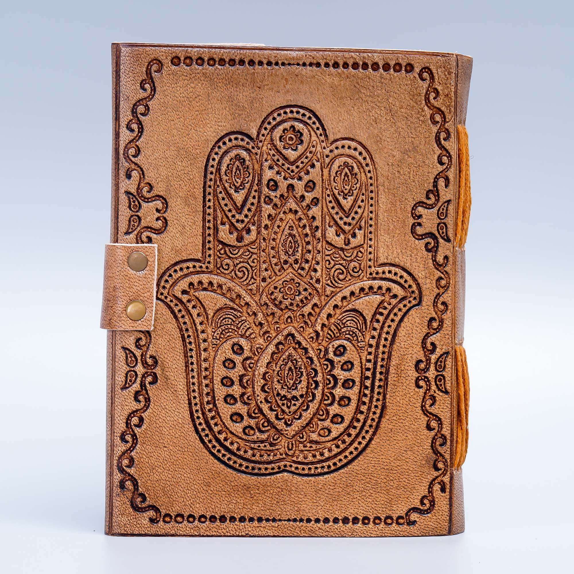 Tan Hamsa Hand Handmade Leather Diary & Journal