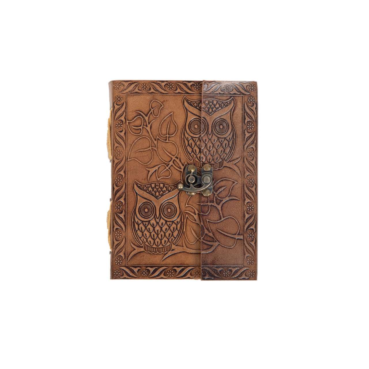 Tan Embossed Vintage Handmade Leather Diary & Journal