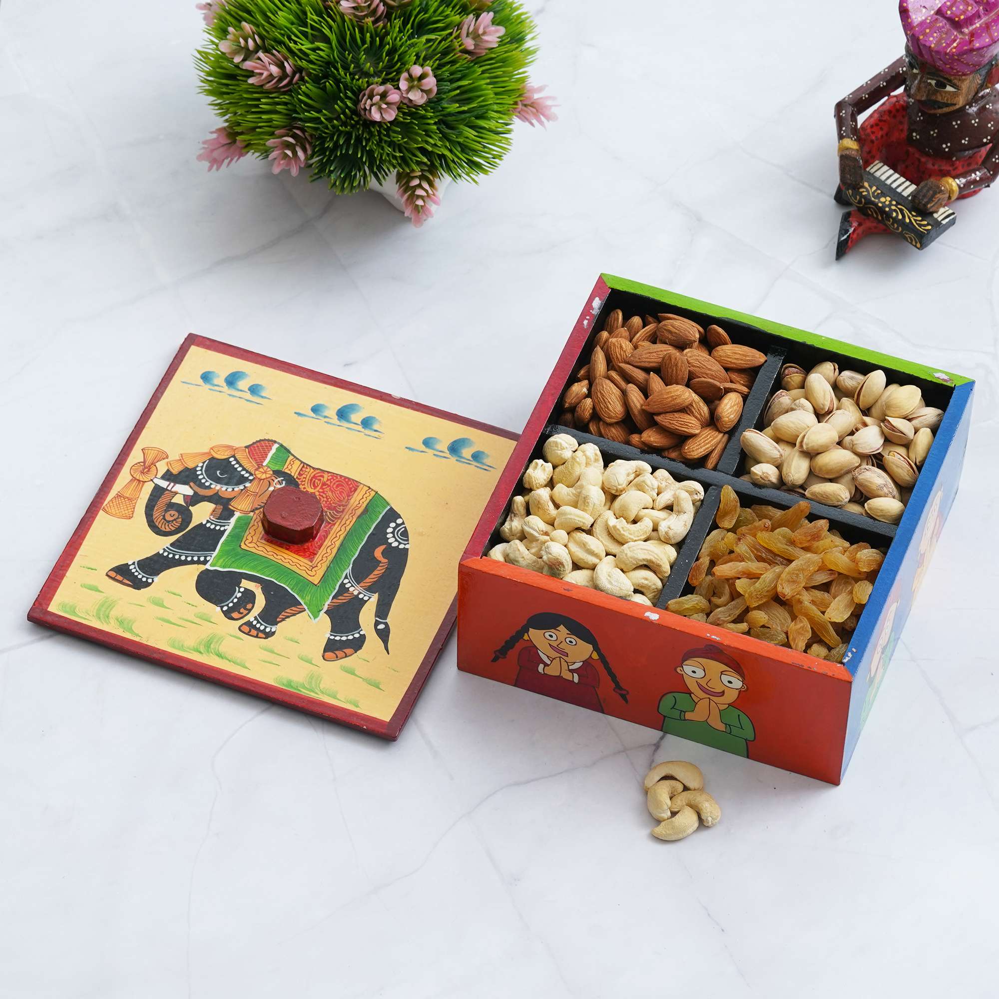 Handcrafted Wooden Dry Fruit Box: Elegant Storage for Healthy Treats