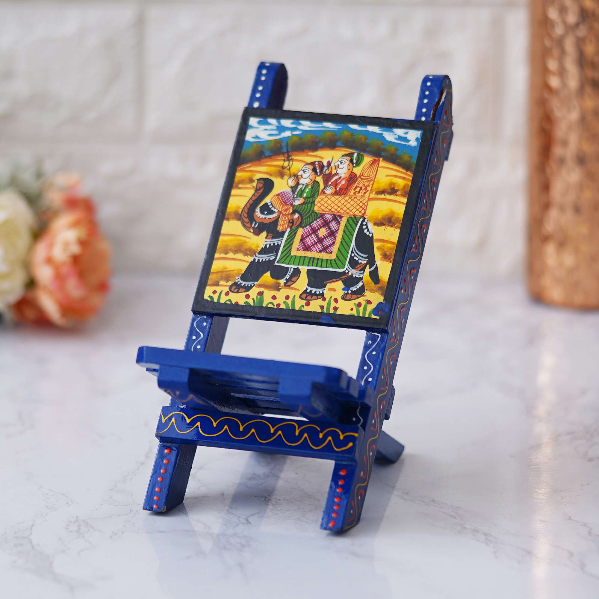 Handcrafted Wooden Mobile Stand Chair: Functional and Stylish Desk Accessory” - Image 4