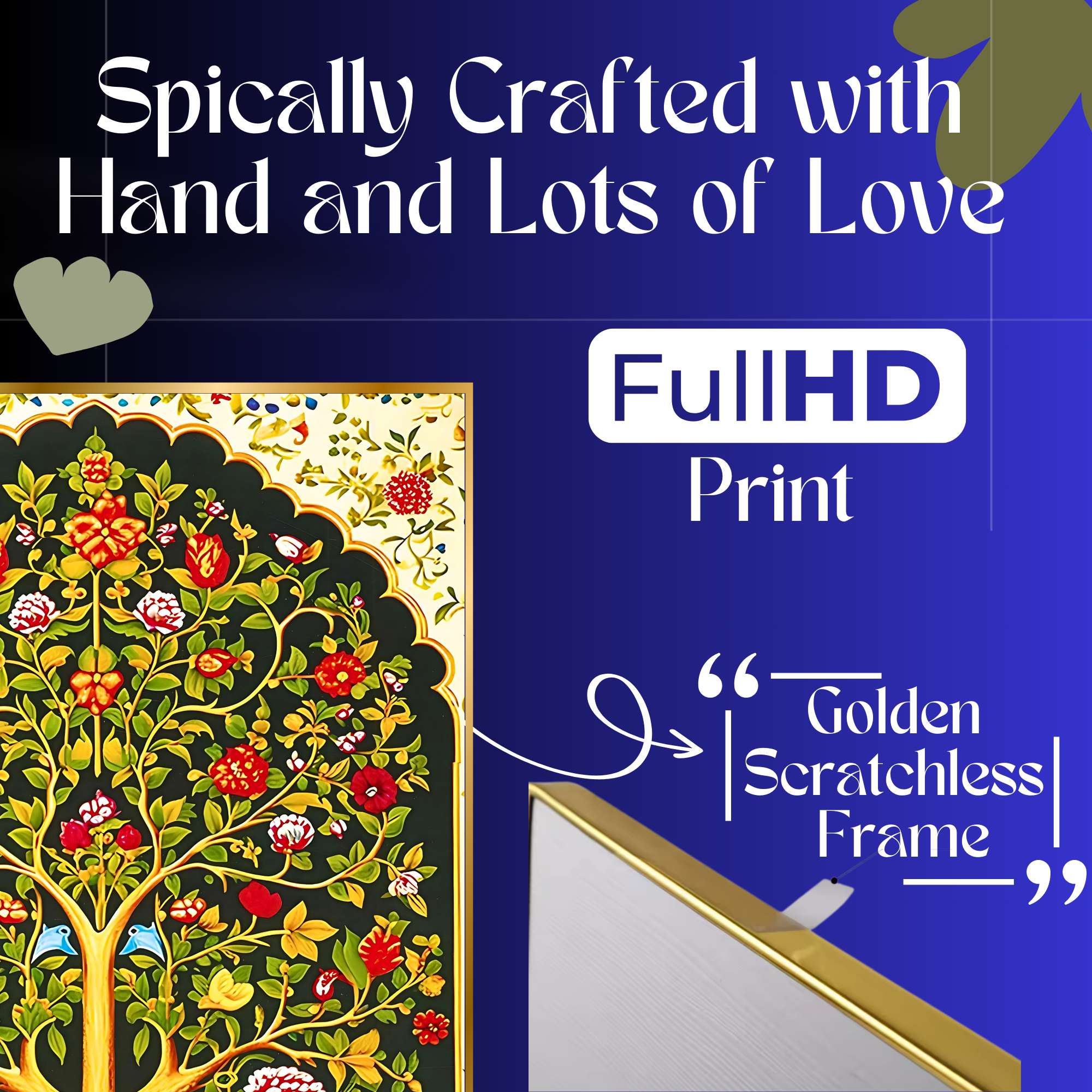 Set of Six Wall Paintings for Wall Dacoration Golden Framed Wall Paintings for Living Room & Bedroom Wall Art for Home Decora
