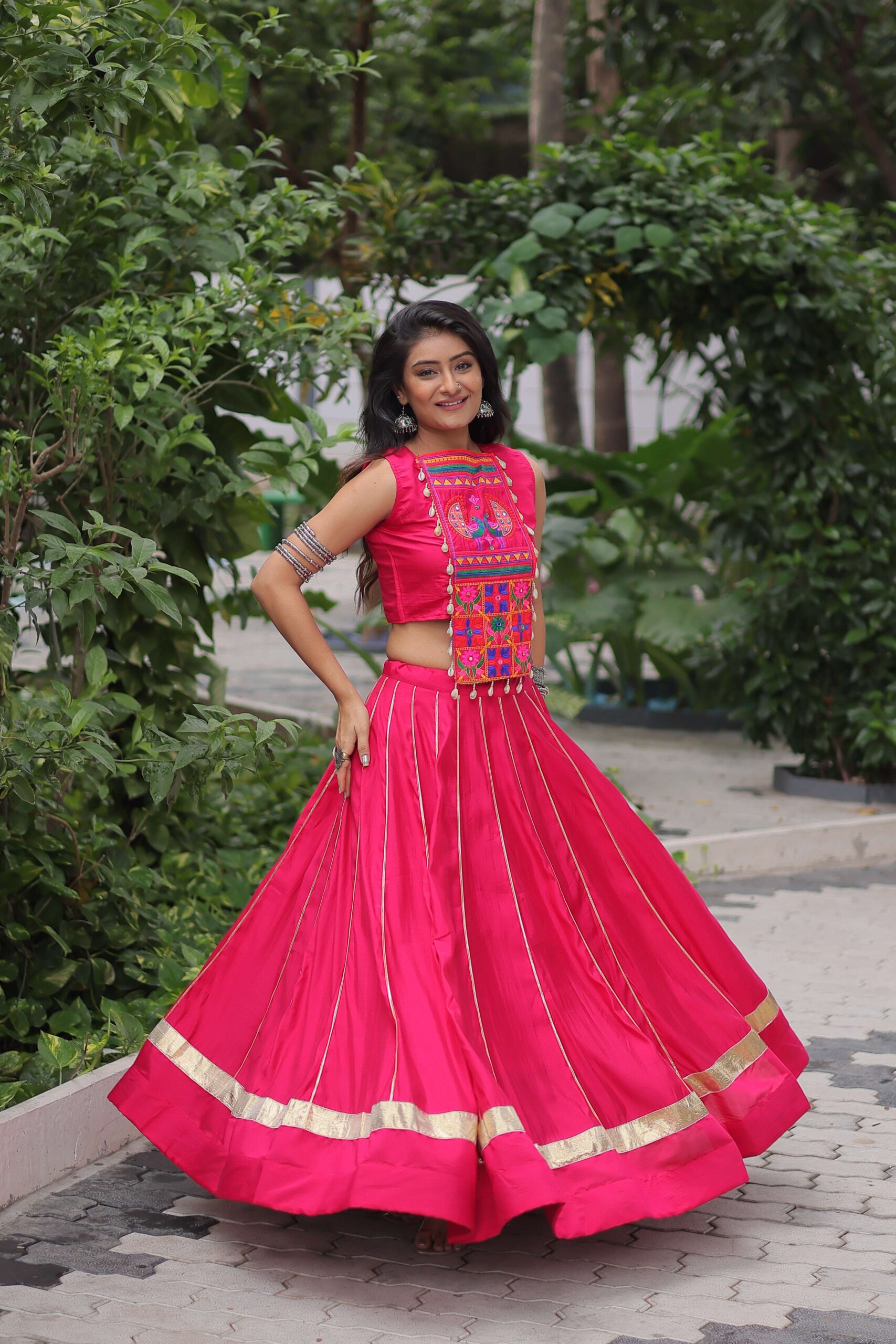 Roman Fabric Mirror & Gota-Patti Navratri Lehenga Choli Set - Image 7
