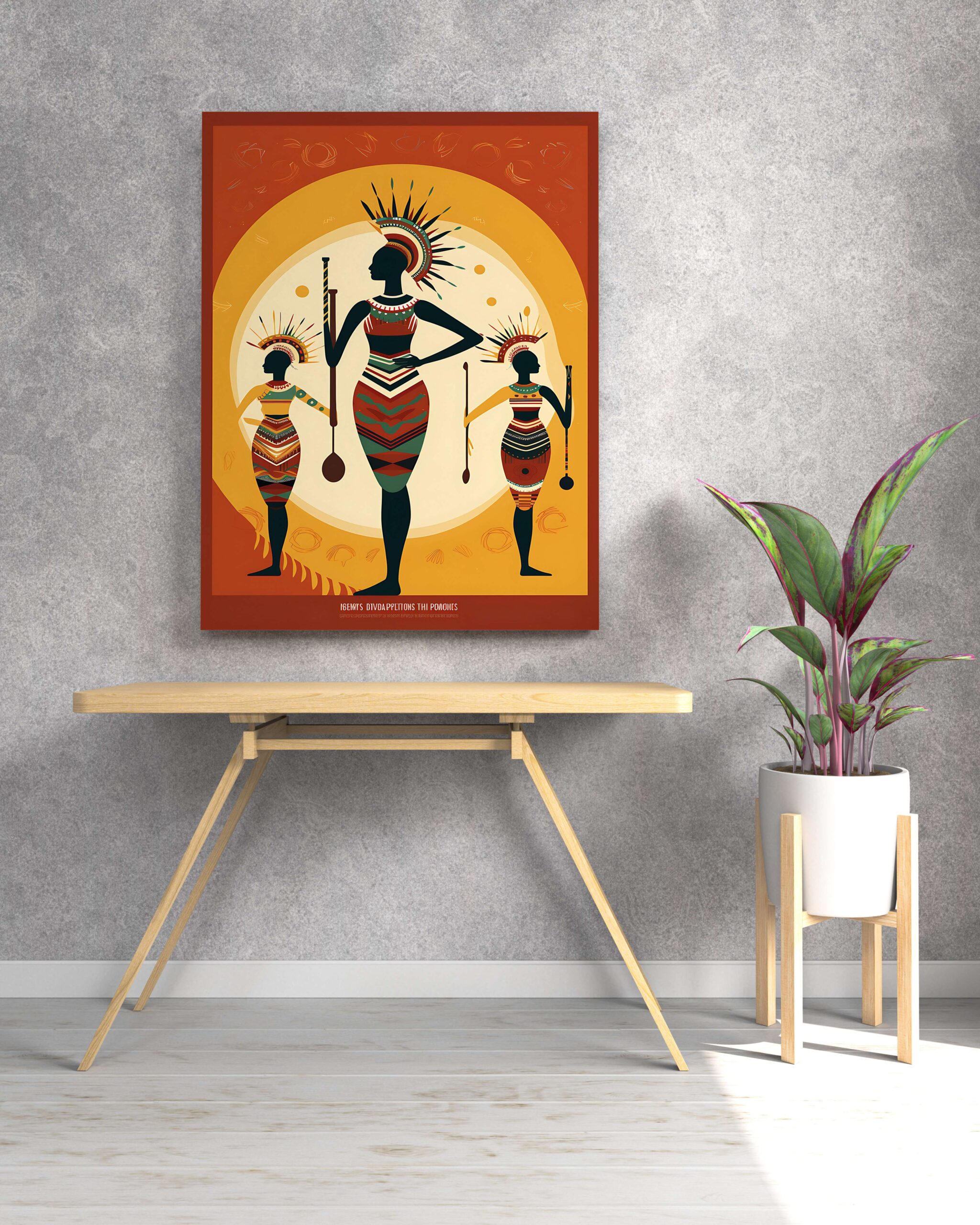 Modern Art Canvas Wall Painting with Frame – Size 22×34, Design 12