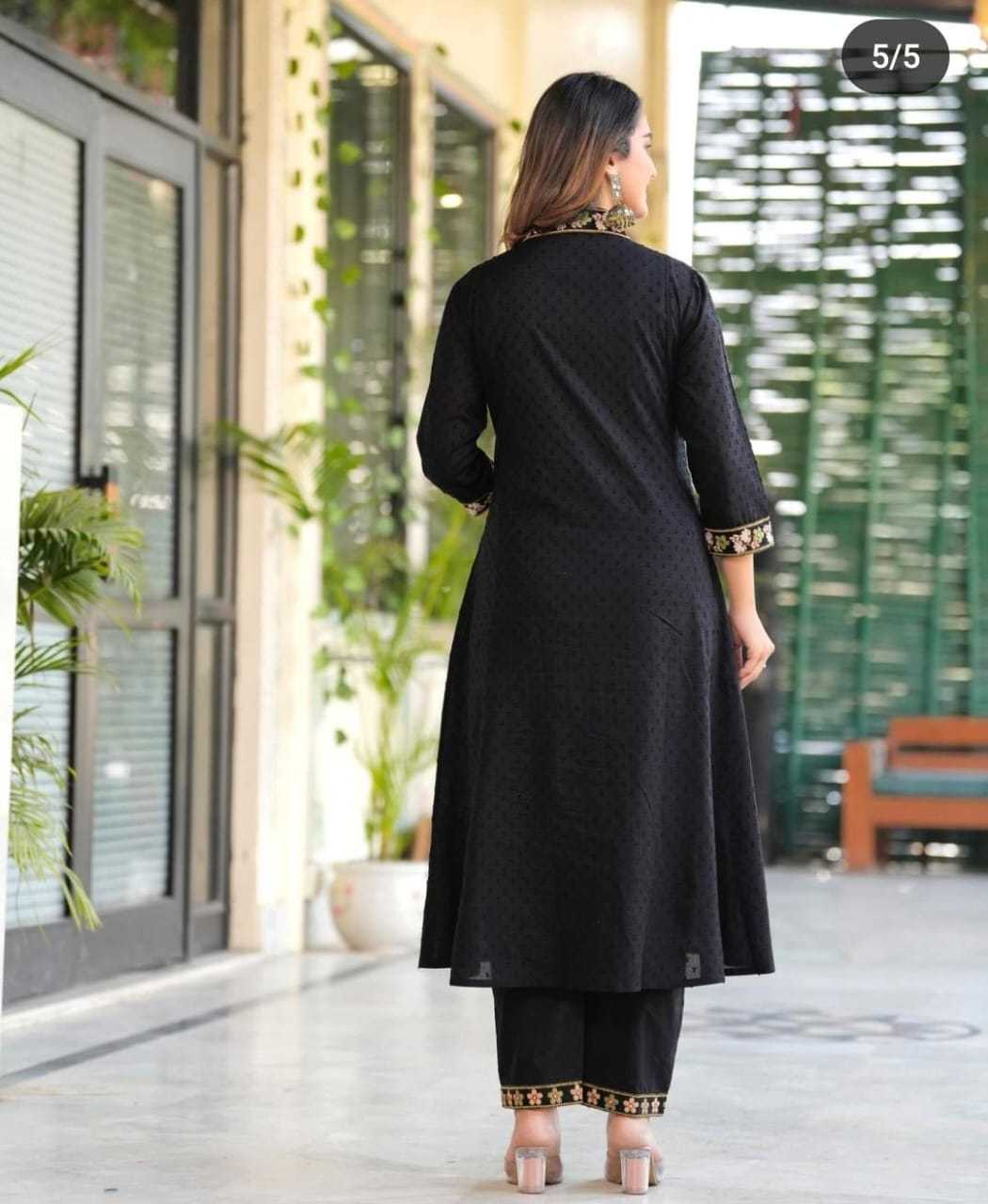 Women’s Cotton Embroidery Straight Kurti With Pant Set