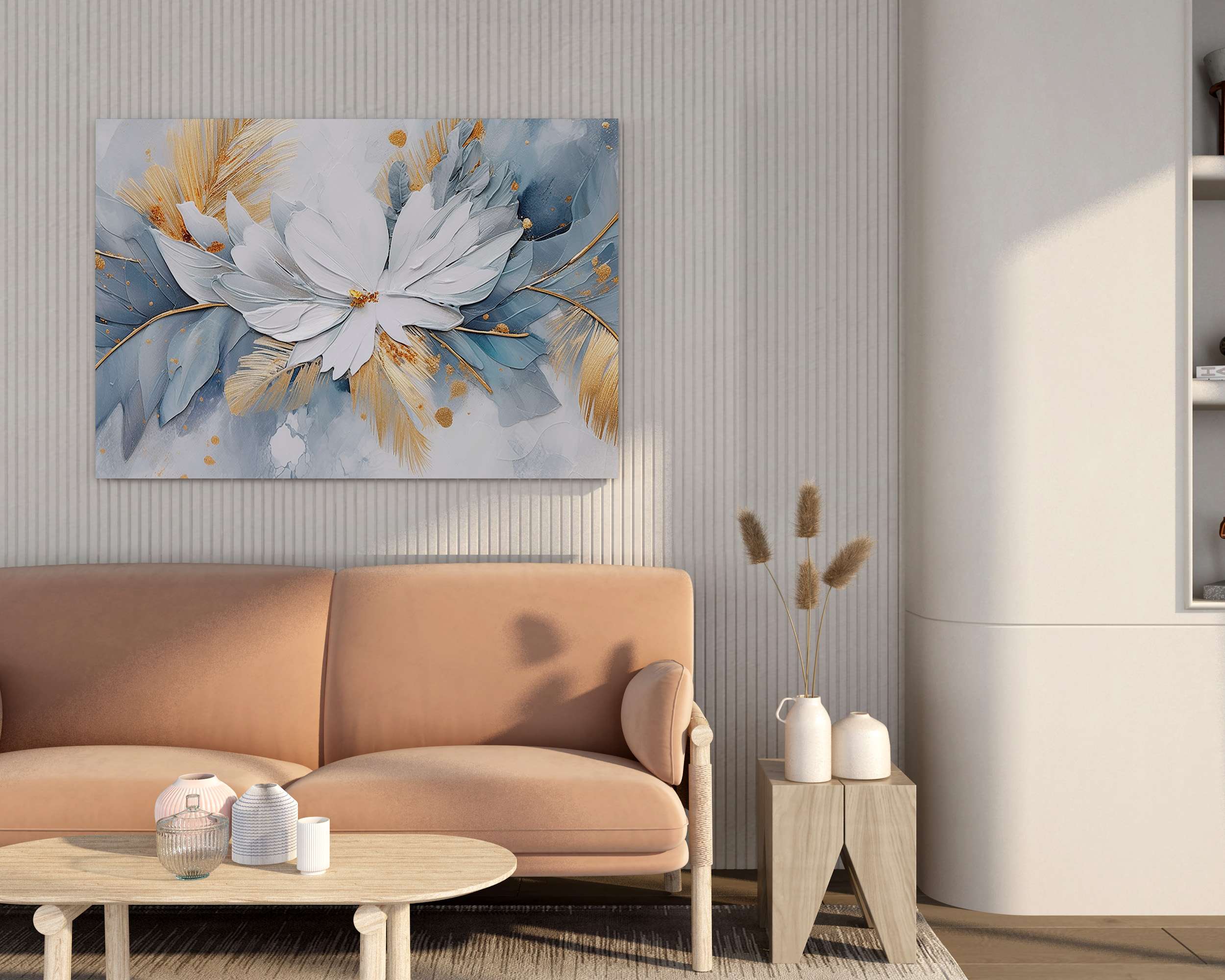 Floral Canvas Wall Painting with Frame – Size 34×22, Design 59