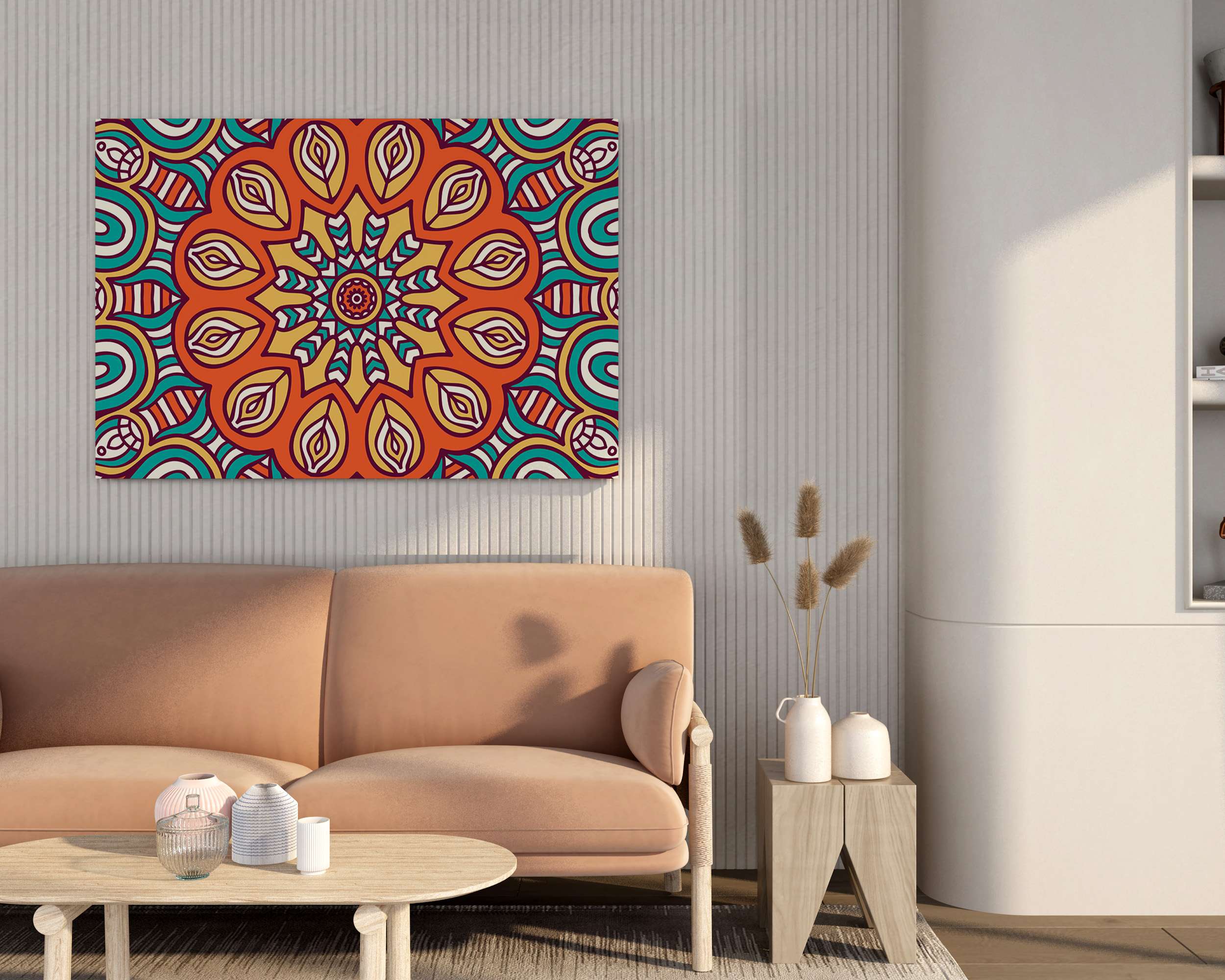 Mandala Art Canvas Wall Painting with Frame – Size 34×22, Design 8