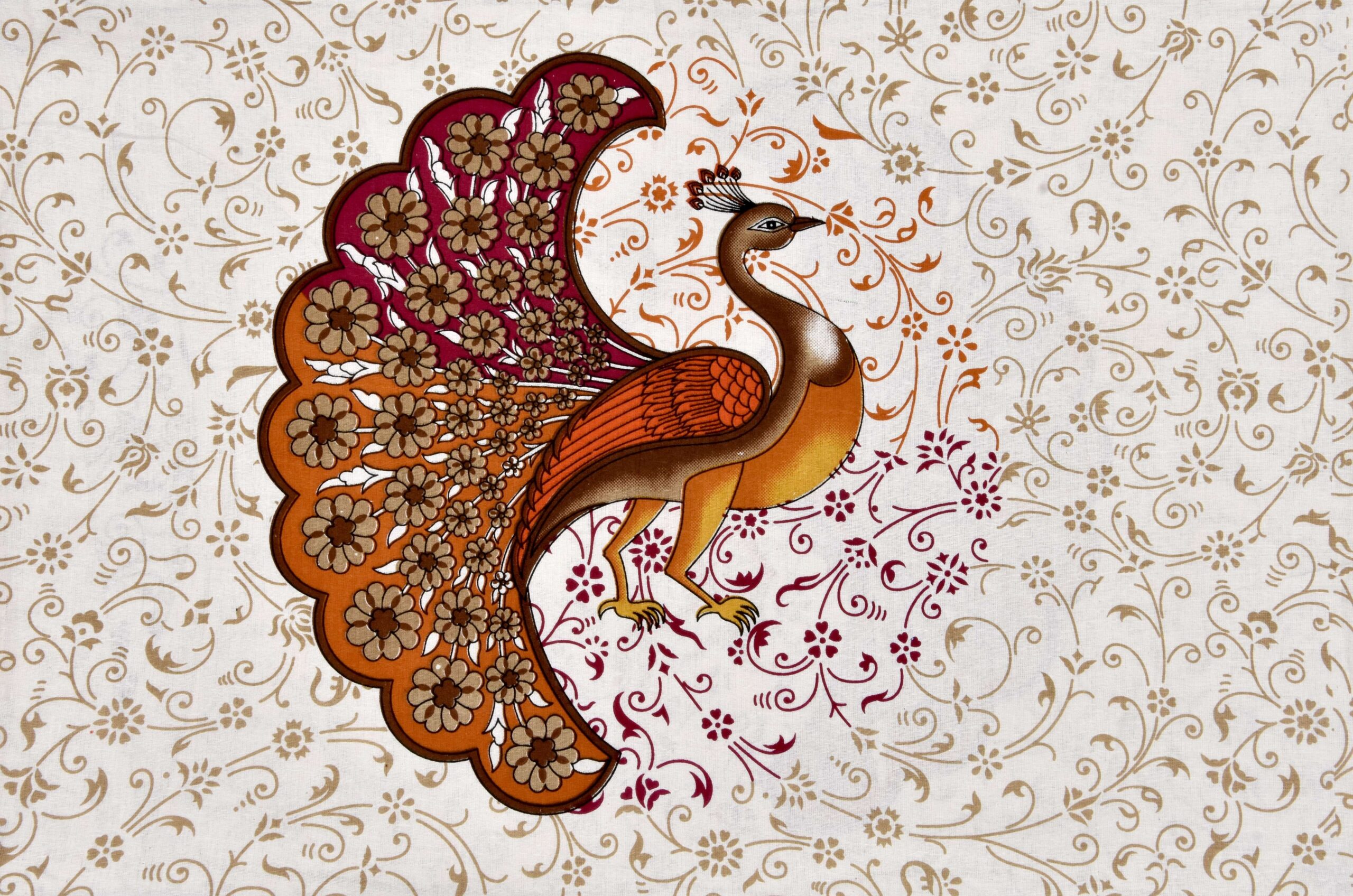 Jaipuri stylish printed cotton double bedAnd Two Pillow Covers Featuring a Peacock Design. - Image 2