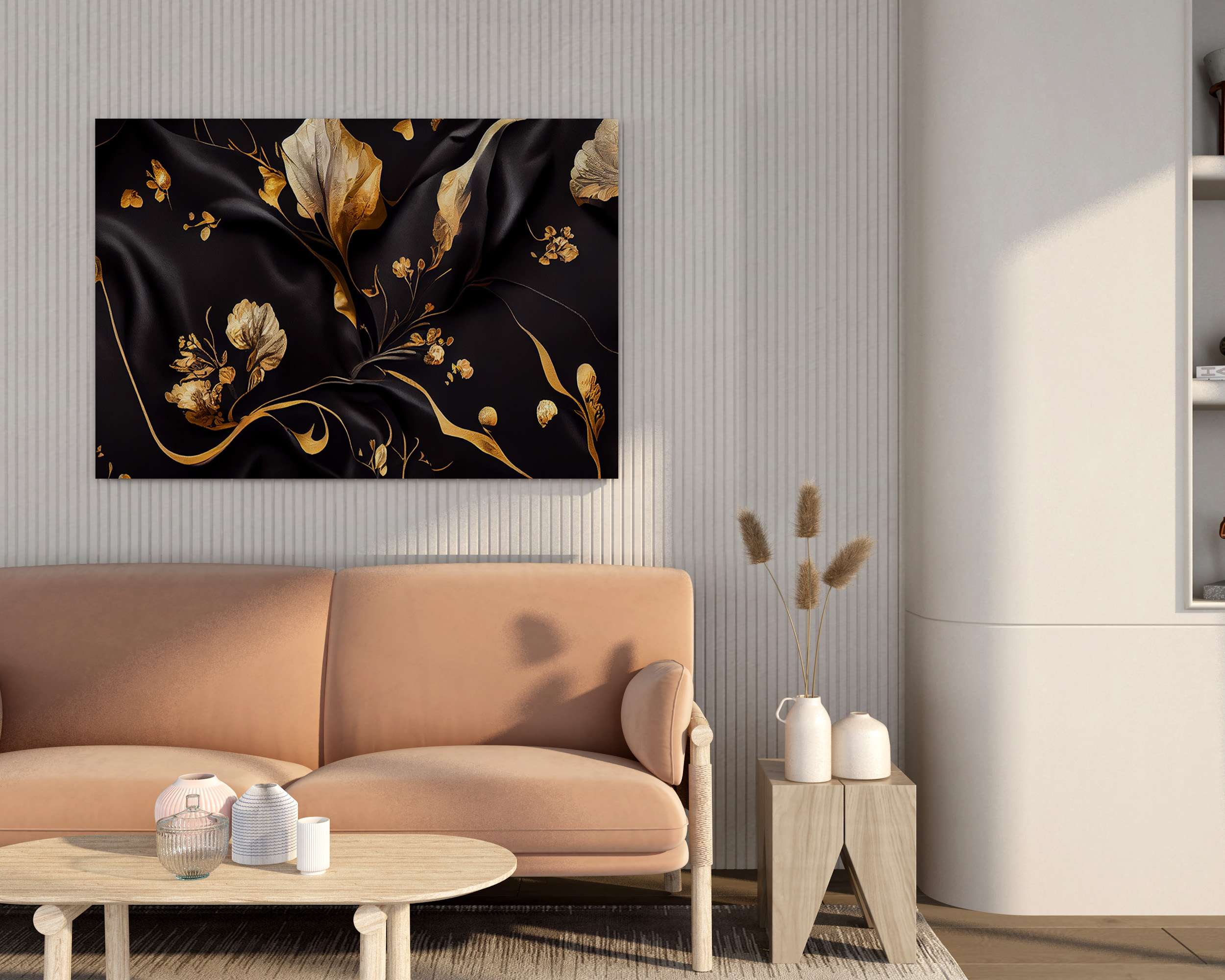 Floral Canvas Wall Painting with Frame – Size 34×22, Design 18