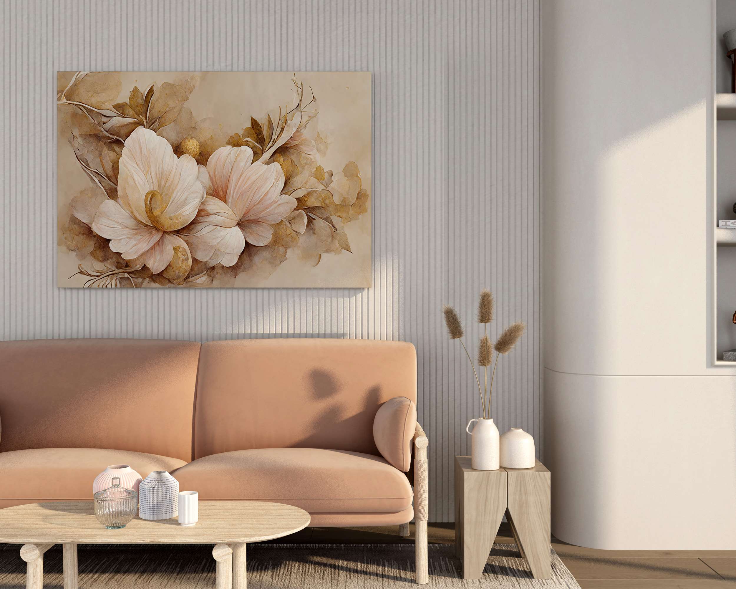 Floral Canvas Wall Painting with Frame – Size 34×22, Design 13