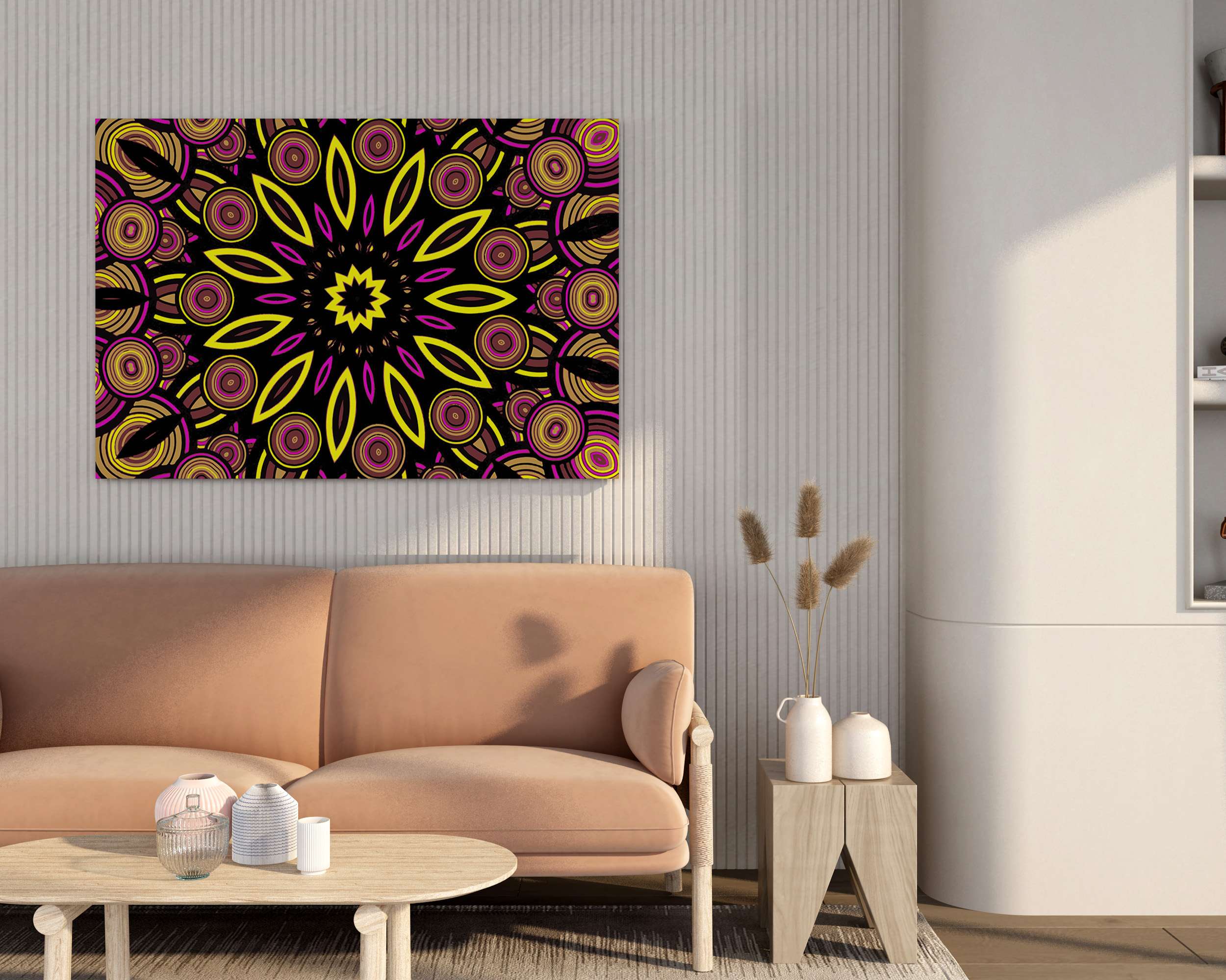 Mandala Art Canvas Wall Painting with Frame – Size 34×22, Design 3