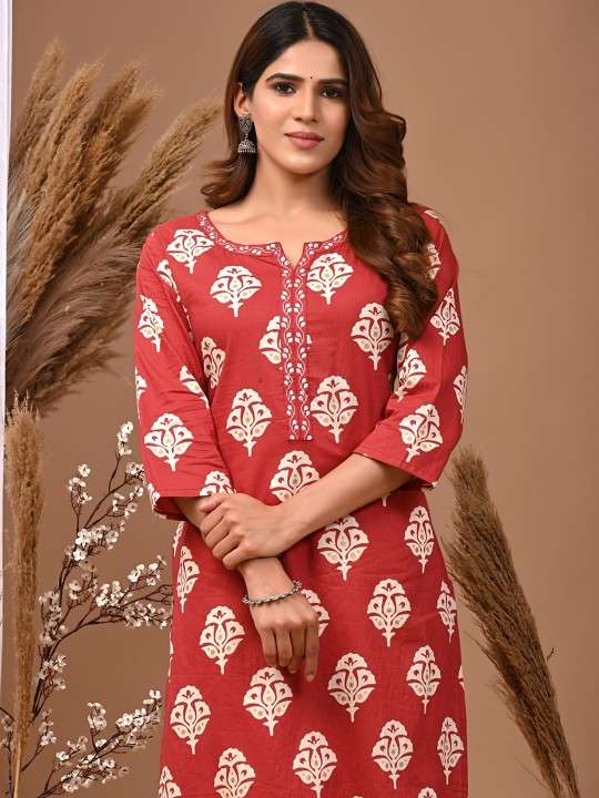 Women's Rayon Printed Straight Kurti With Pant Set - Image 5
