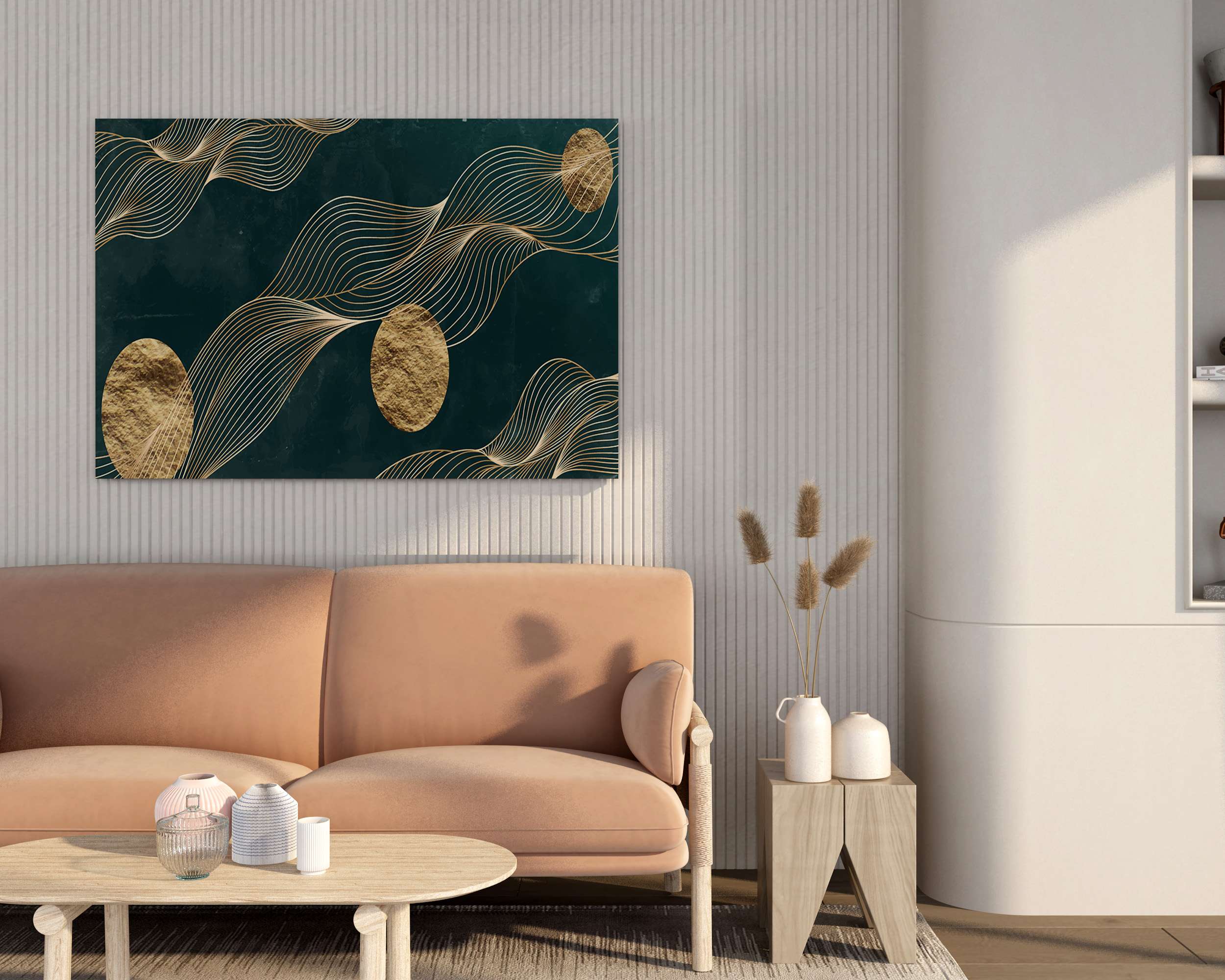 Modern Abstract Landscape Canvas Wall Painting with Frame ā Size 34Ć22, Design 9