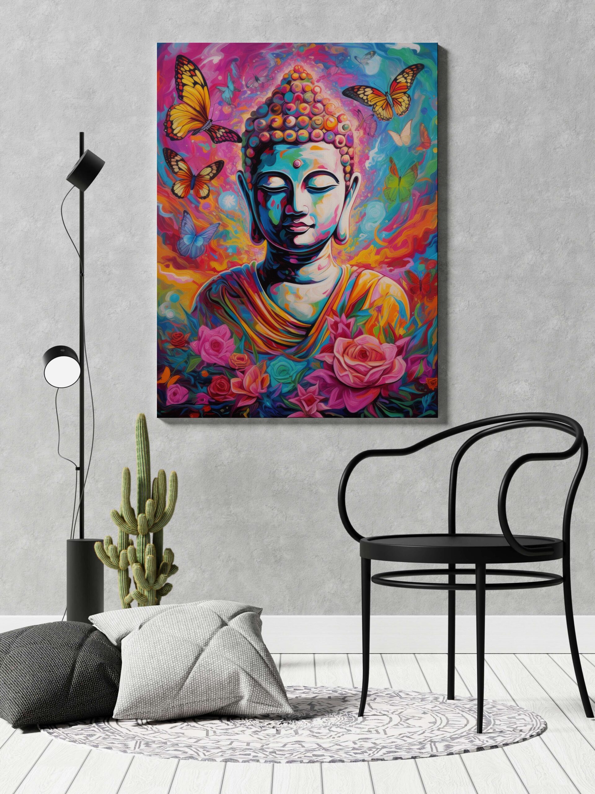 Lord Buddha Canvas Wall Painting with Frame – Size 22×34, Design 19