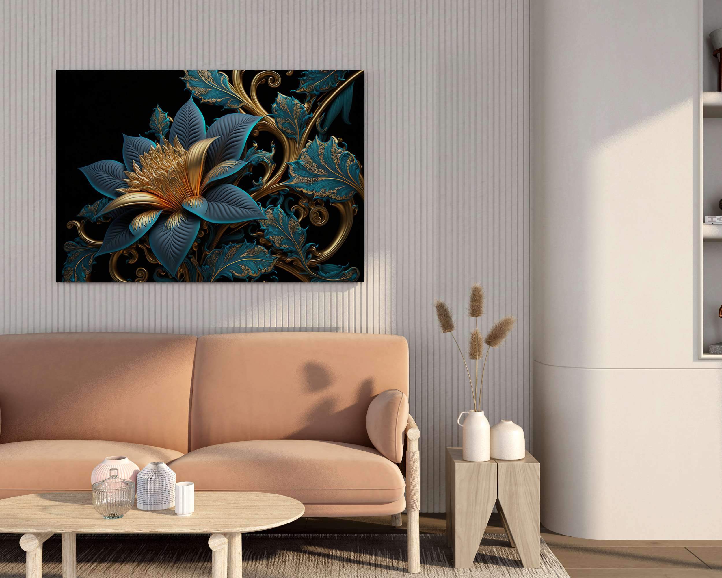 Floral Canvas Wall Painting with Frame – Size 34×22, Design 31