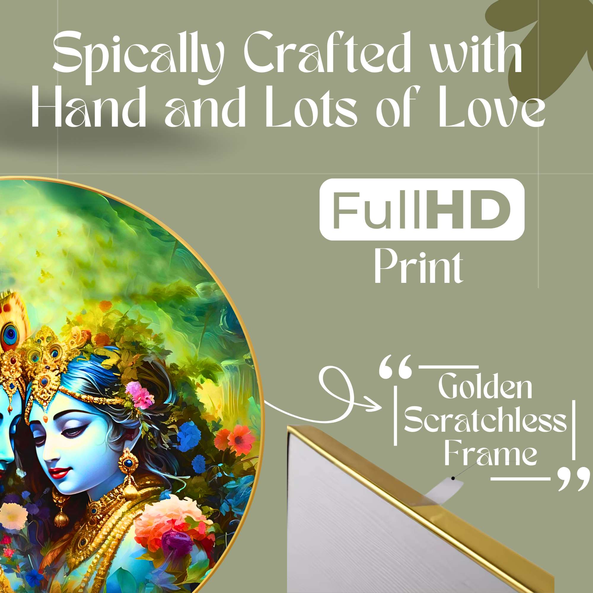 Wall Painting for Wall Decoration with Frame Sparkle Glossy Round Golden Framed Large Painting Office, Living Room, Bedroom,