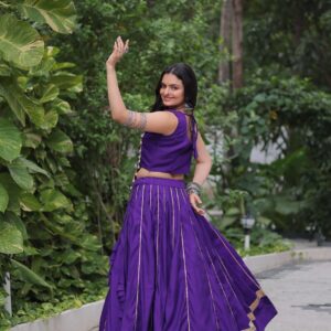 Roman Fabric Mirror & Gota-Patti Navratri Lehenga Choli Set