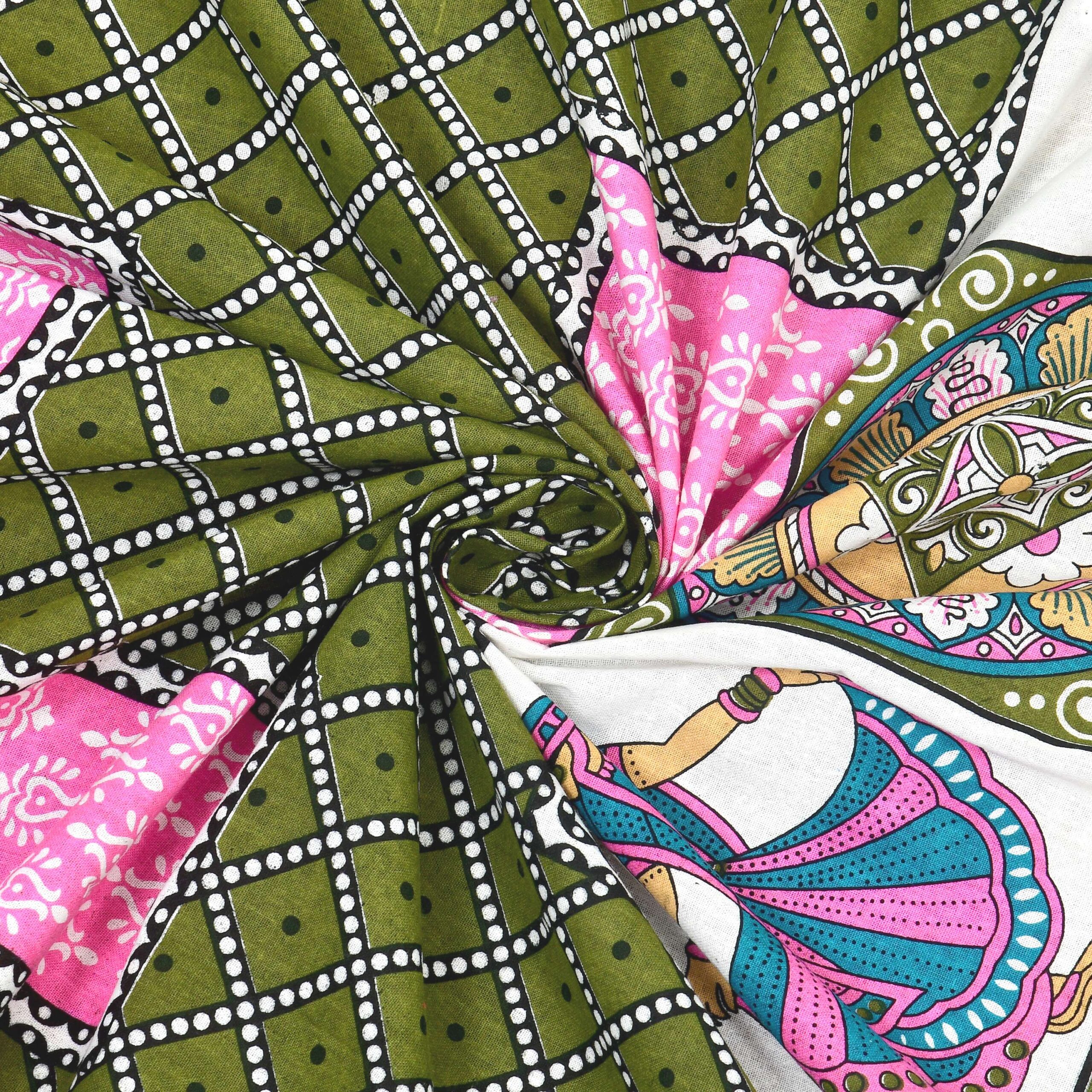 Jaipuri Printed Double Bedsheet With Two Matching Pillow Covers - Image 4