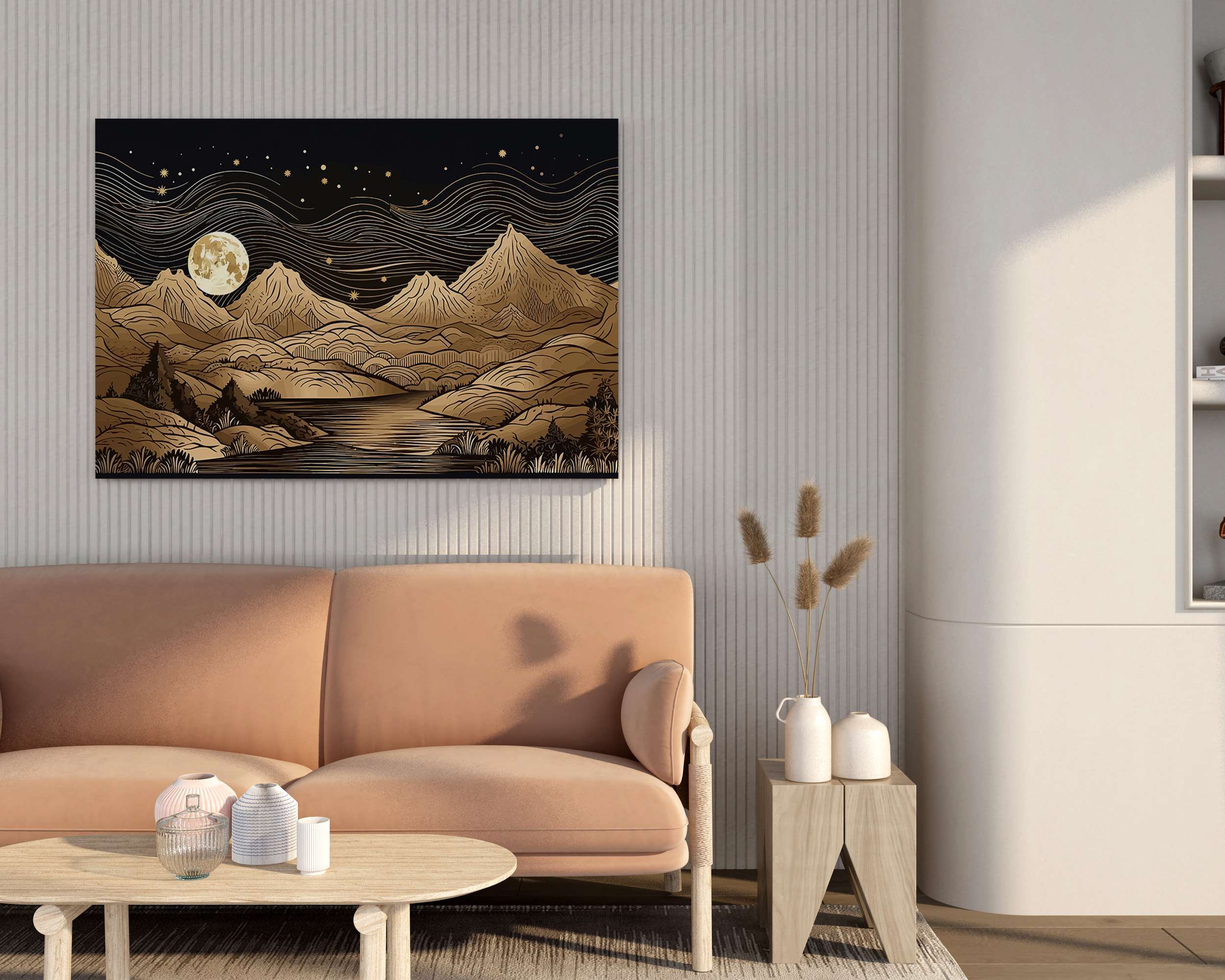 Modern Abstract Landscape Canvas Wall Painting with Frame ā Size 34Ć22, Design 38
