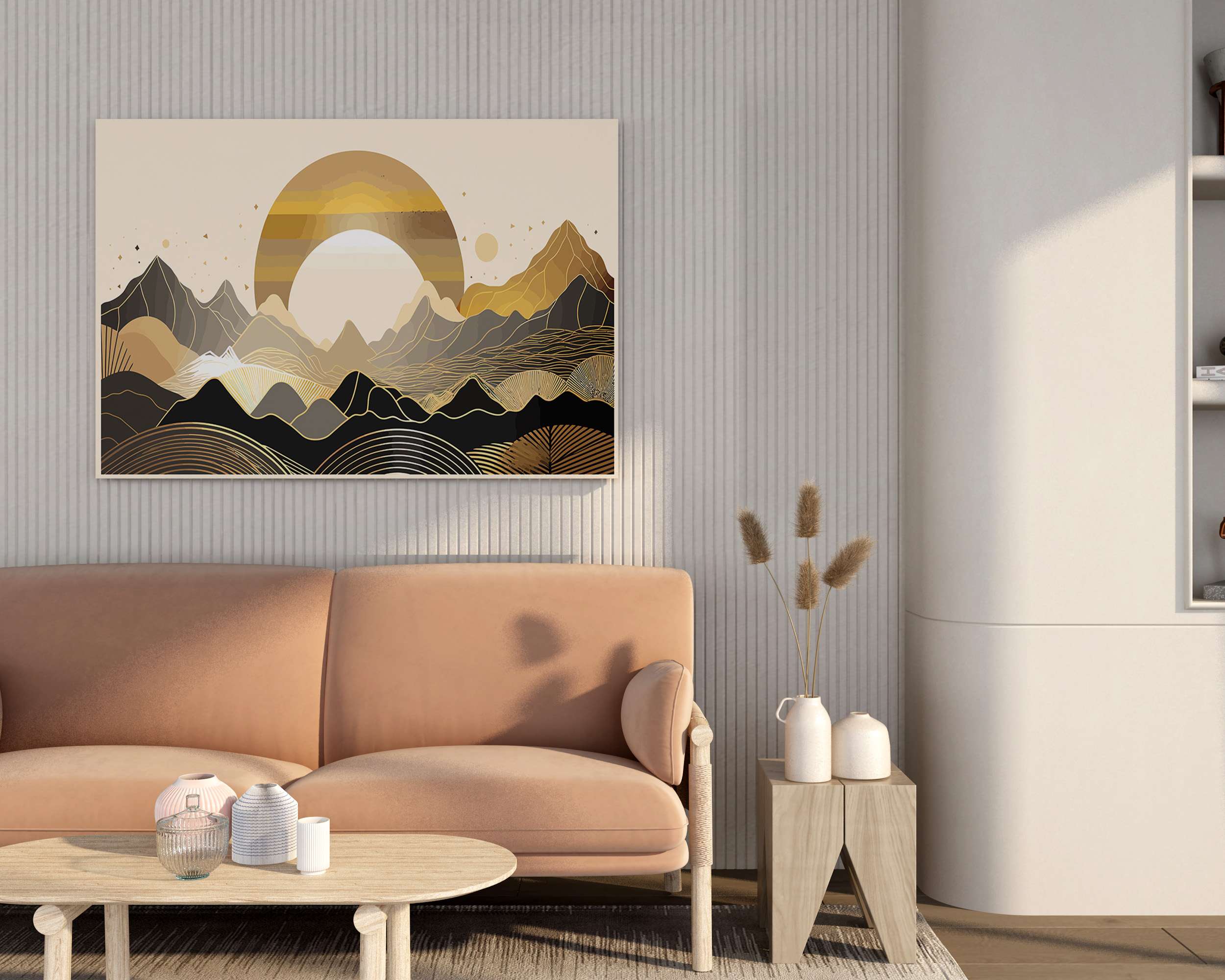 Modern Abstract Landscape Canvas Wall Painting with Frame ā Size 34Ć22, Design 5
