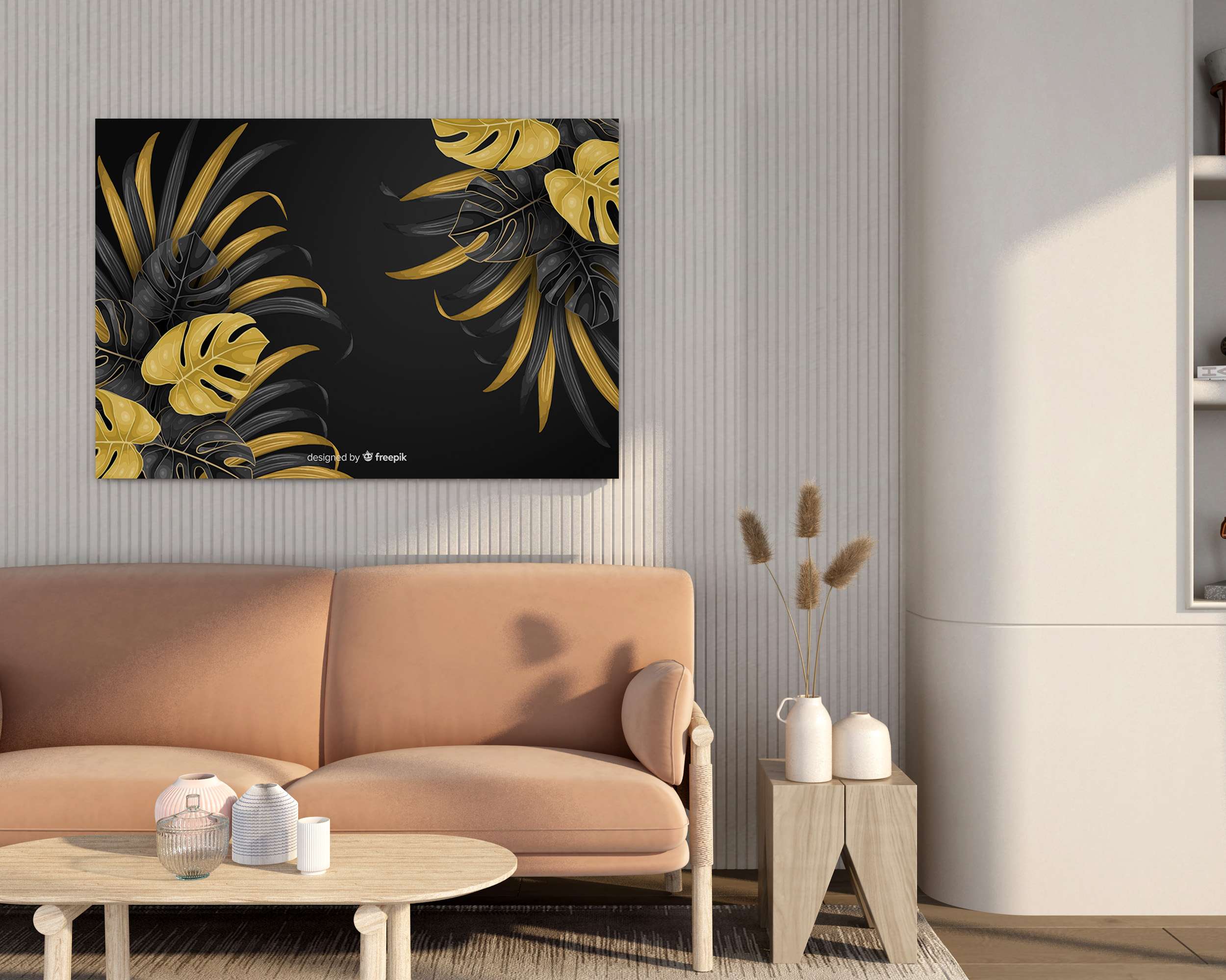 Floral Canvas Wall Painting with Frame – Size 34×22, Design 39
