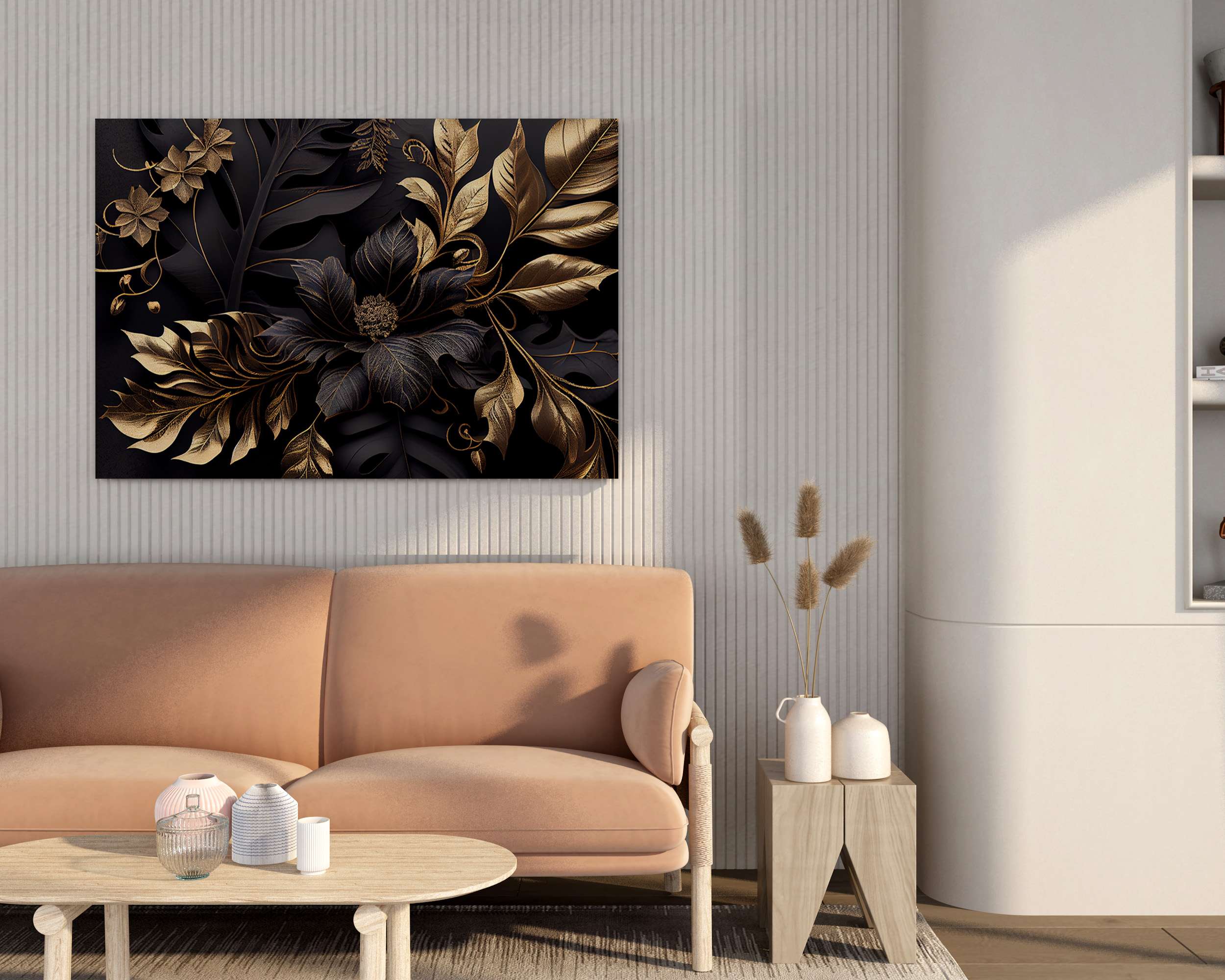 Floral Canvas Wall Painting with Frame – Size 34×22, Design 38