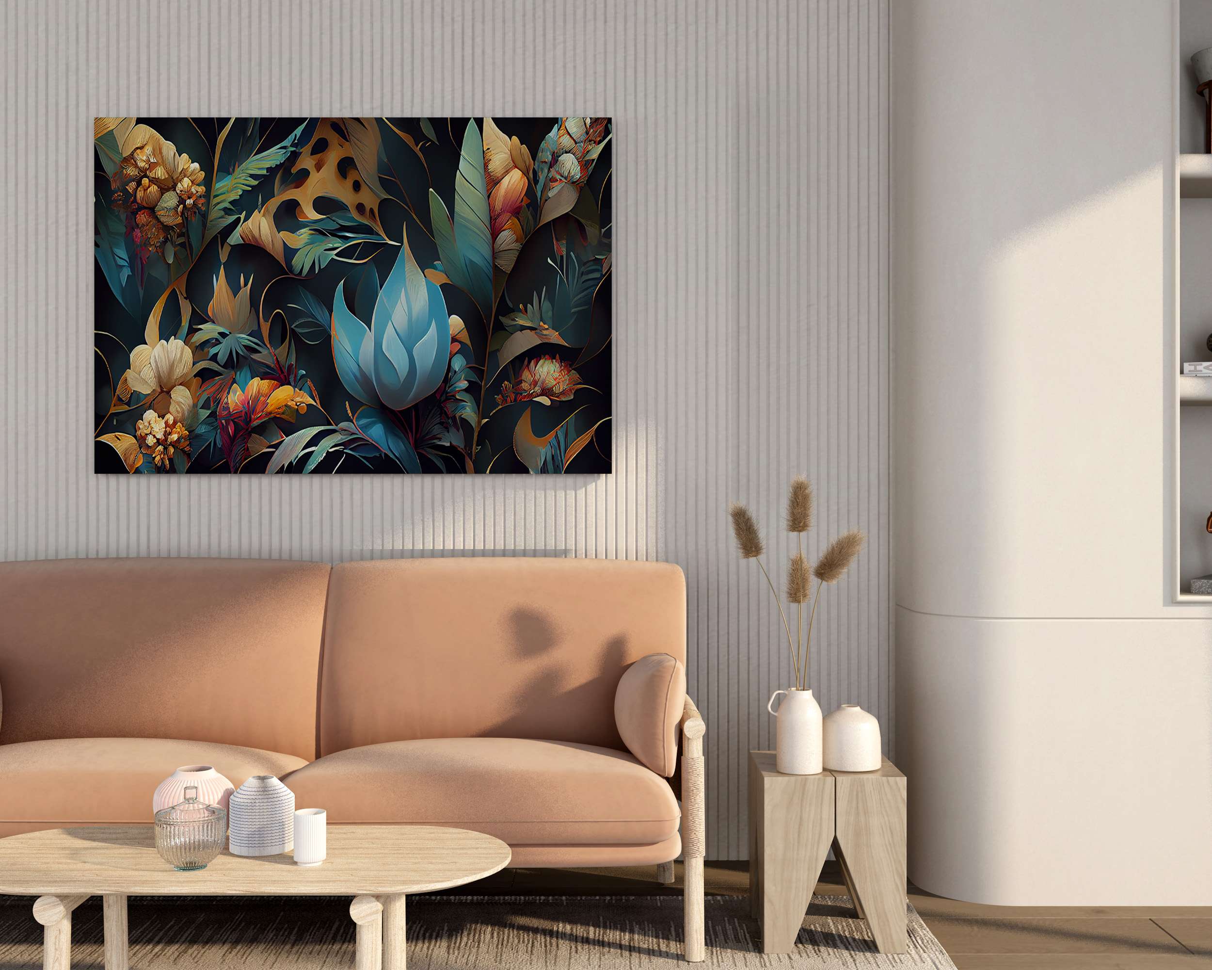 Floral Canvas Wall Painting with Frame – Size 34×22, Design 19