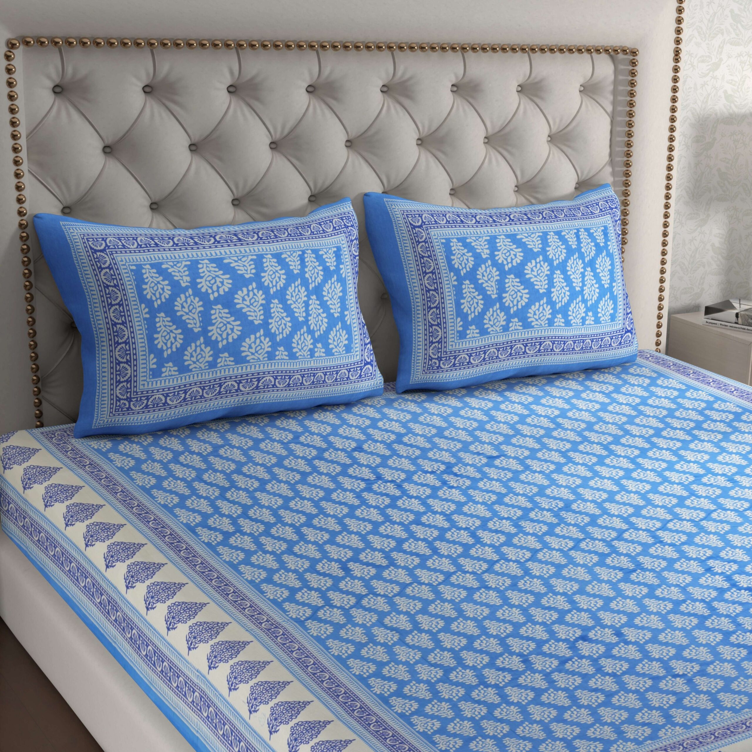 Jaipuri Cotton Printed Double Bedsheet With Two Pillow Covers - Image 3