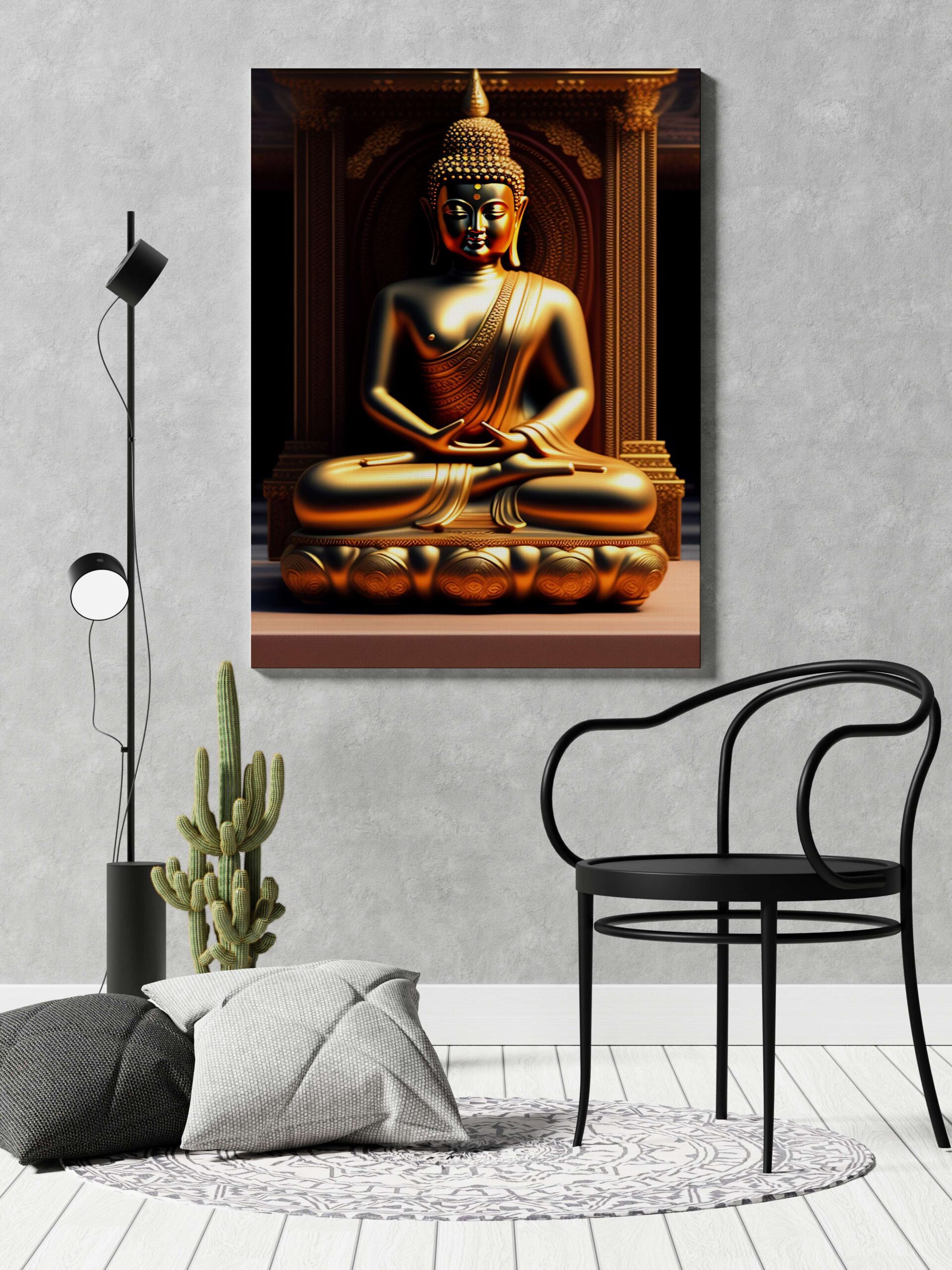 Lord Buddha Canvas Wall Painting with Frame – Size 22×34, Design 20
