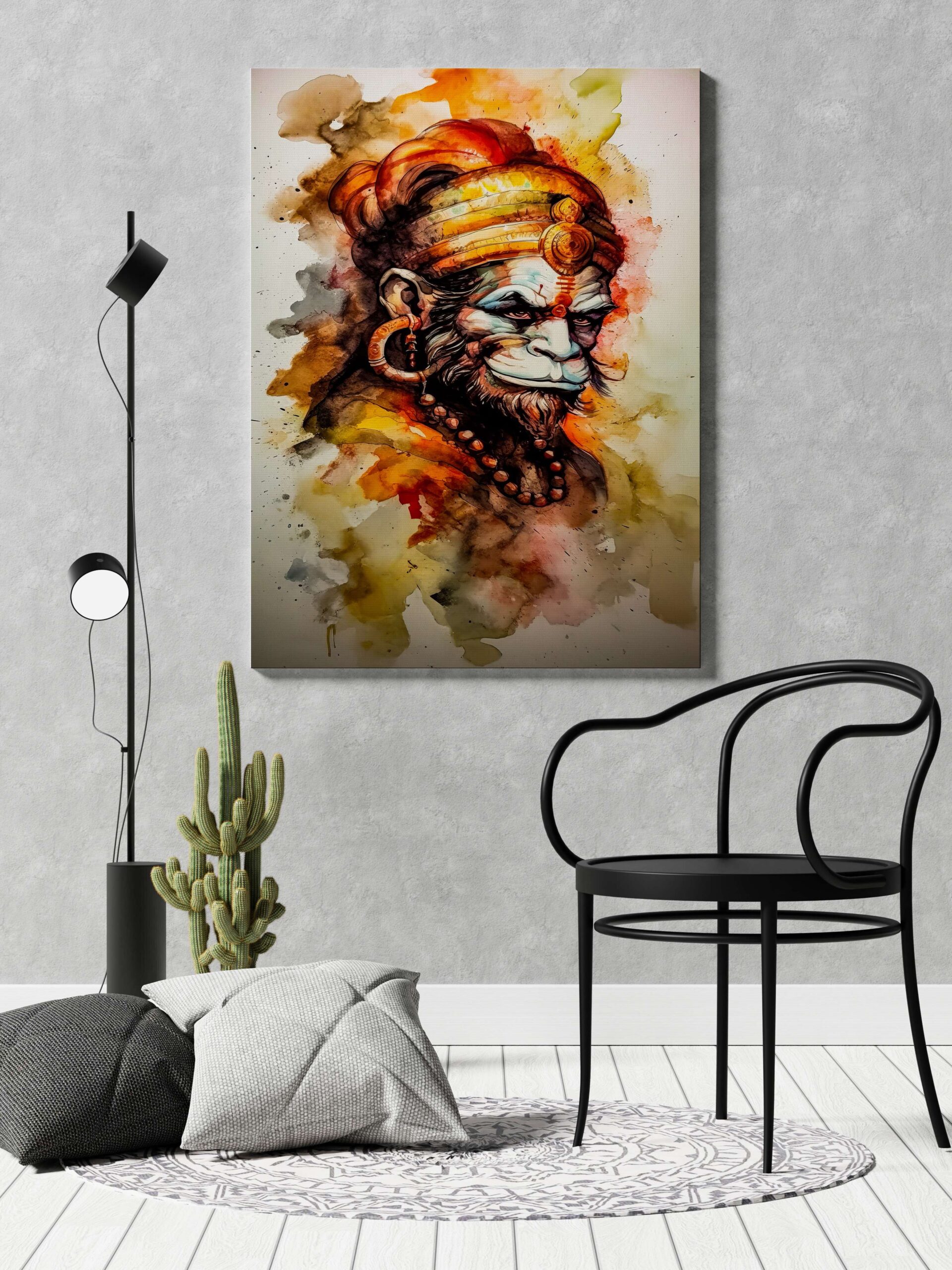 Lord Hanuman Canvas Wall Painting with Frame – Size 22×34
