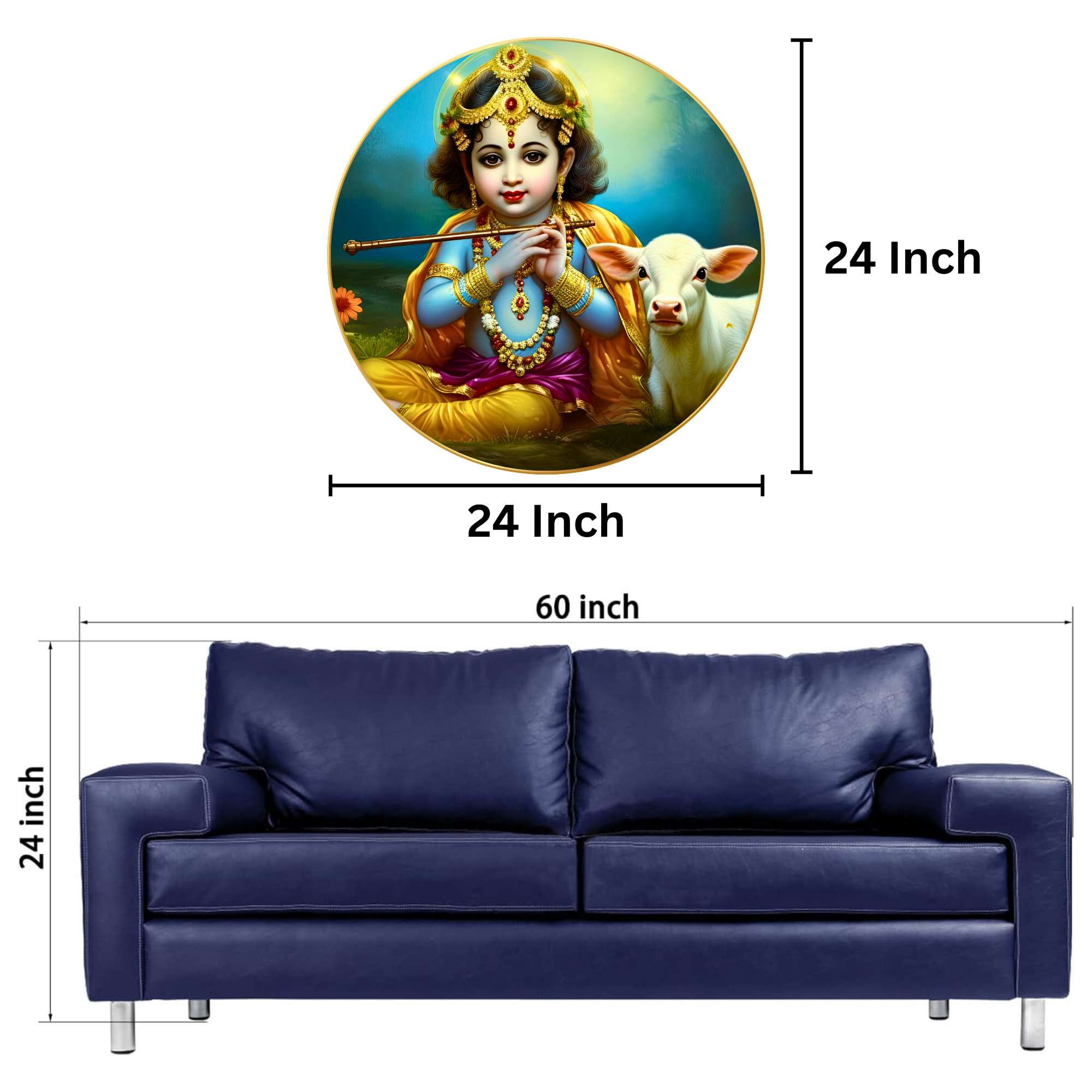 Wall Painting for Wall Decoration with Frame Sparkle Glossy Round Golden Framed Large Painting Office, Living Room, Bedroom,