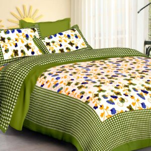 Jaipuri Cotton Printed Double Bedsheet With Two Pillow Covers