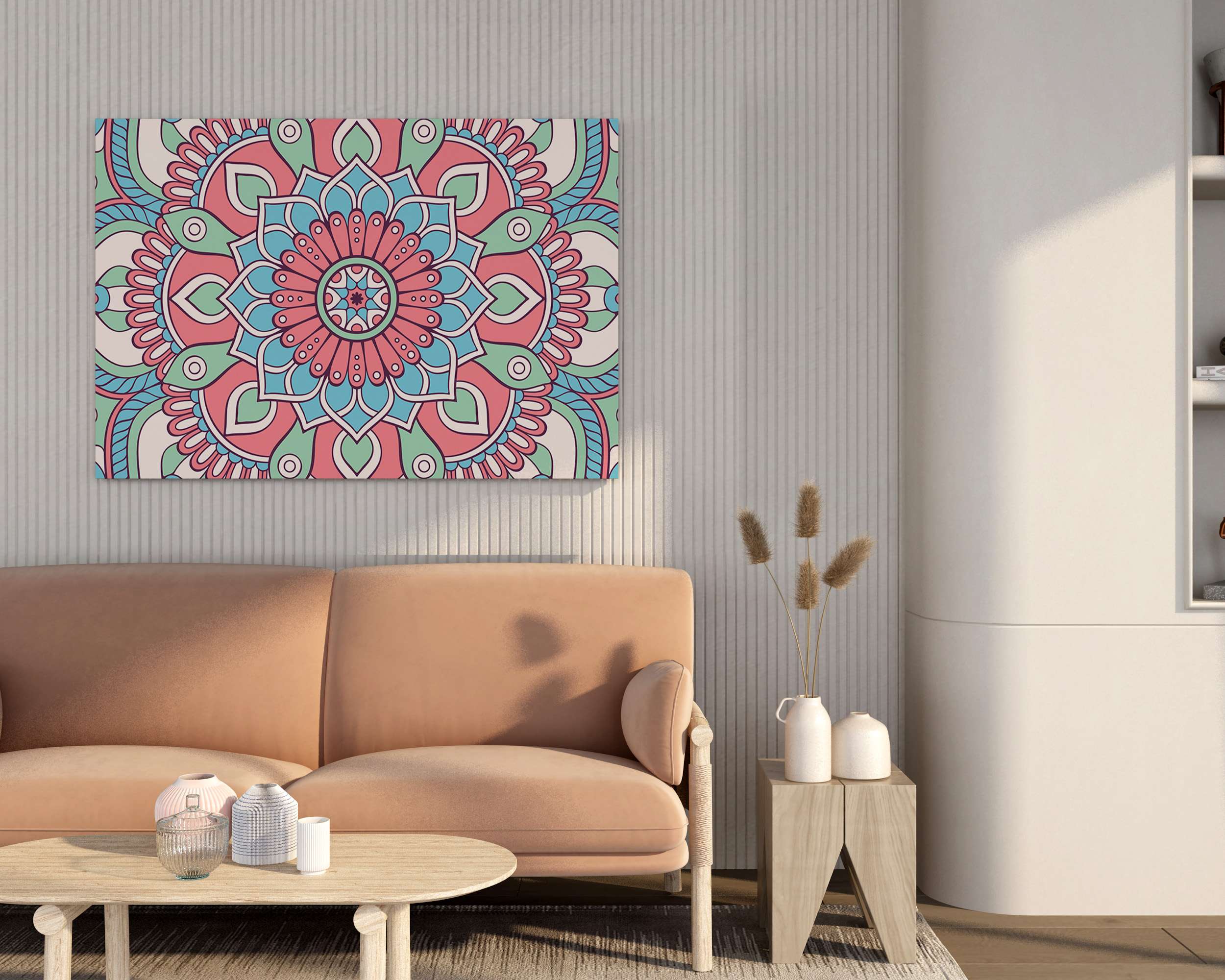Mandala Art Canvas Wall Painting with Frame – Size 34×22, Design 6