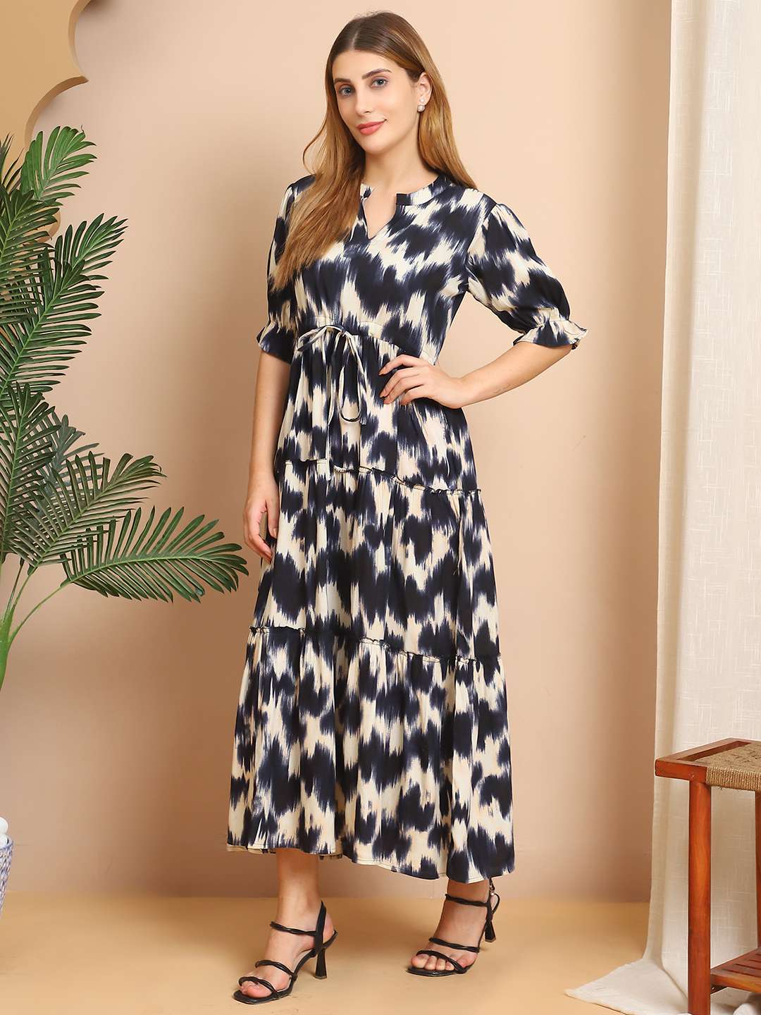 Women’s Cotton Printed Fit & Flare Anarkali Gown Midi Dress