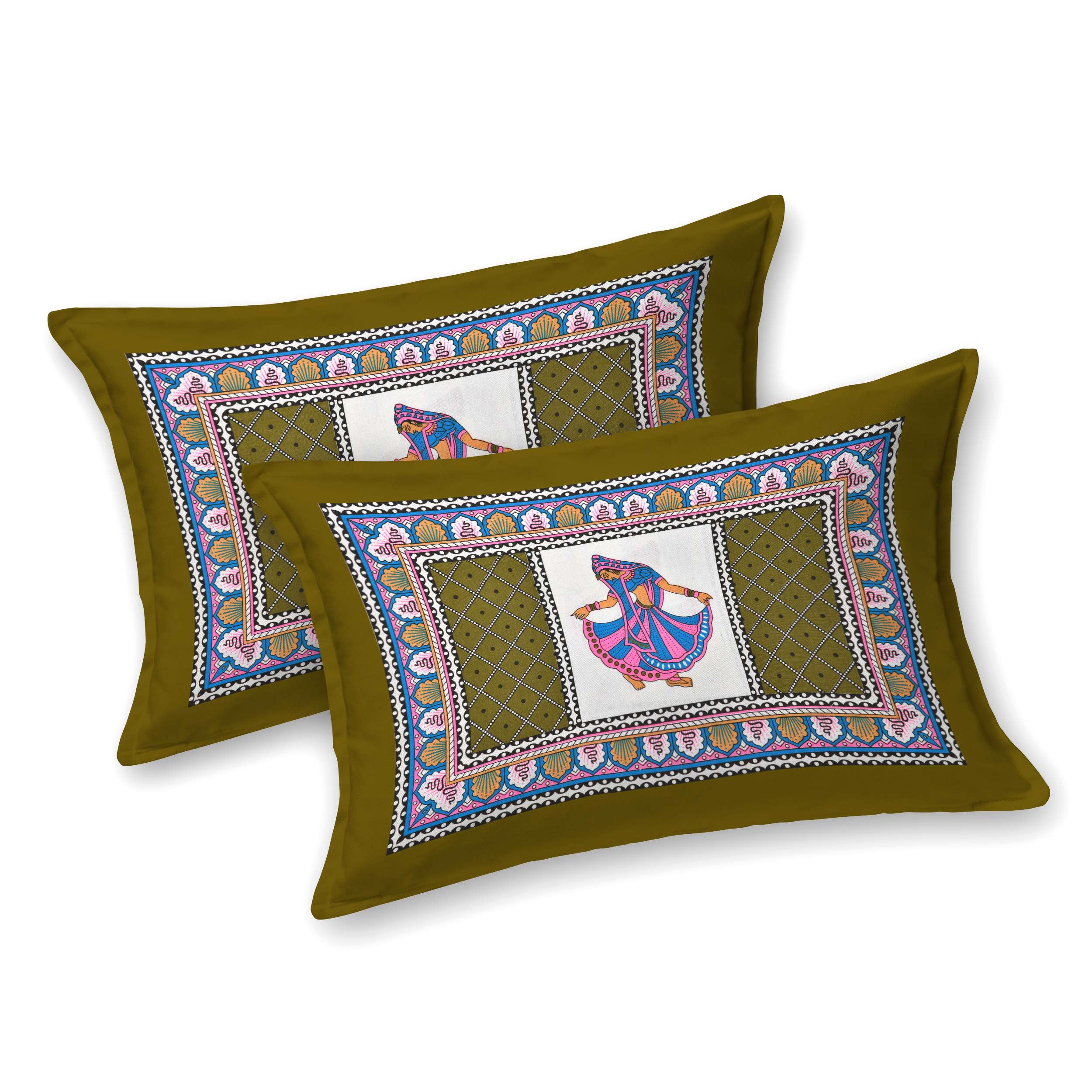 Jaipuri Printed Double Bedsheet With Two Matching Pillow Covers - Image 3