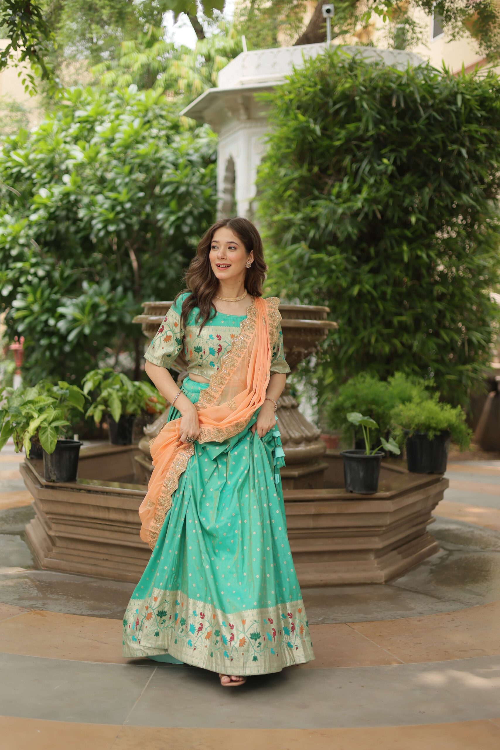 Cosmos Jequard Lehenga Choli with Embroidered Dupatta