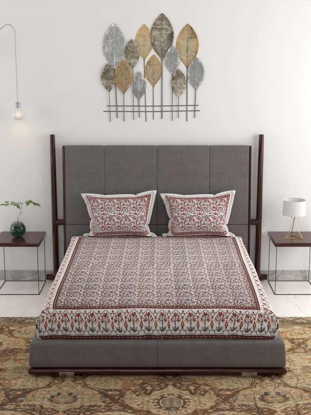 100% Pure Cotton Traditional Printed Bedsheet for Double Bed King Size Bedsheet with 2 Pillow Covers - Image 4