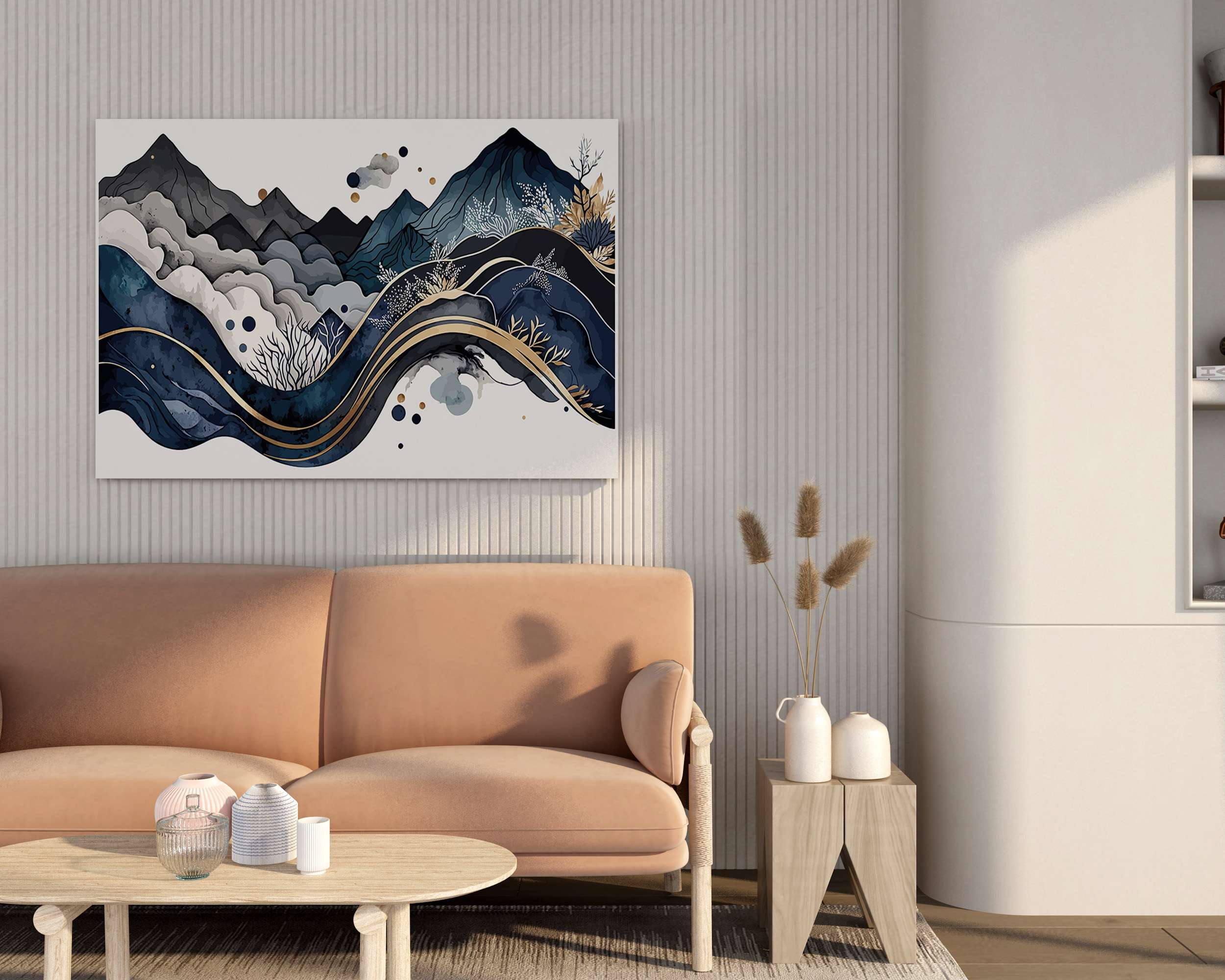 Modern Abstract Landscape Canvas Wall Painting with Frame ā Size 34Ć22, Design 37