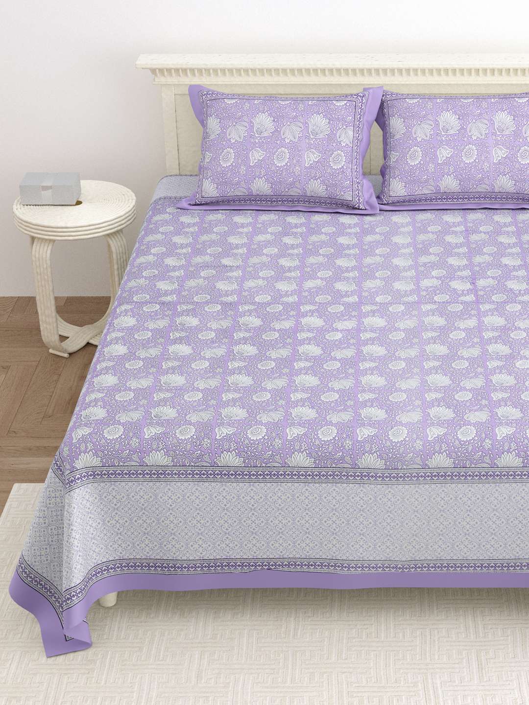 100% Pure Cotton Traditional Printed Bedsheet for Double Bed King Size Bedsheet with 2 Pillow Covers - Image 4
