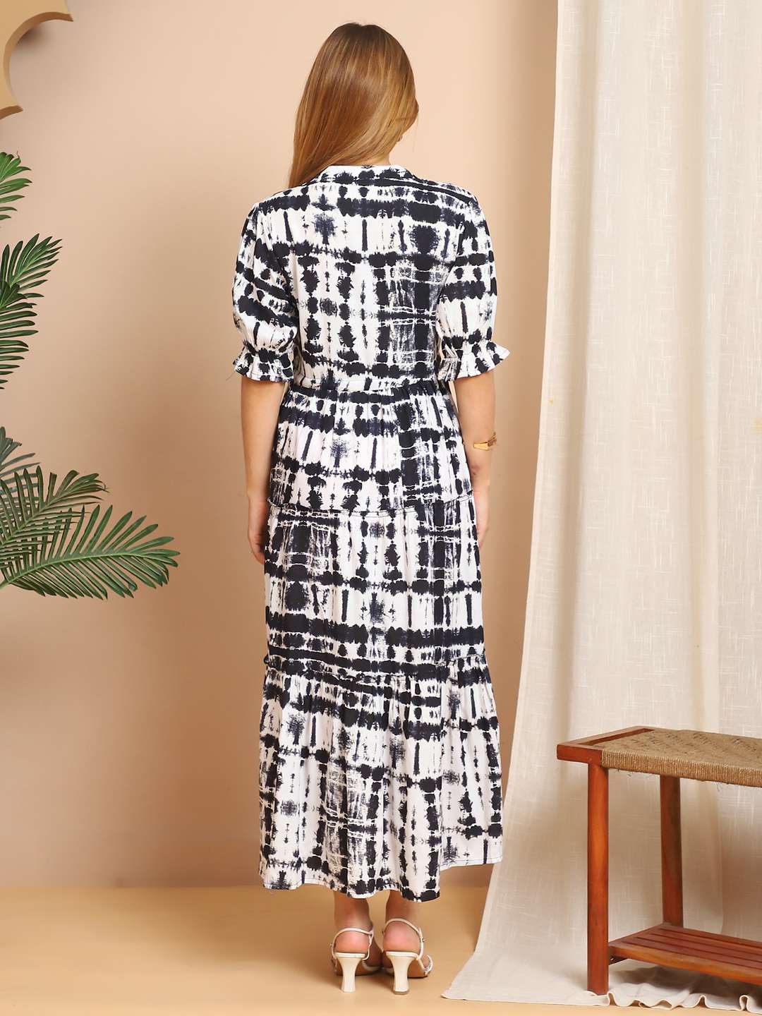 Women’s Cotton Printed Fit & Flare Anarkali Gown Midi Dress