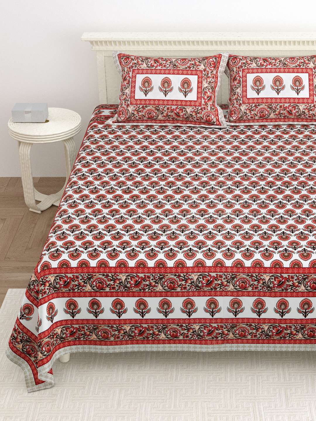 100% Pure Cotton Traditional Printed Bedsheet for Double Bed King Size Bedsheet with 2 Pillow Covers - Image 2